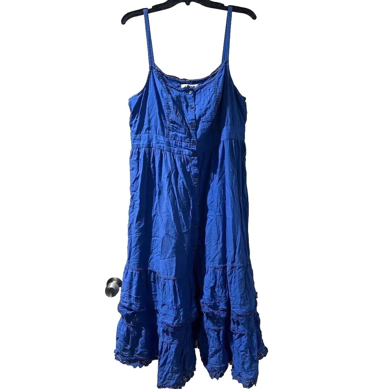 Boden Boden Women Tiered Trim Midi Dress Button cotton 14 A000070 Size XL / US 12-14 / IT 48-50 - 3 Thumbnail