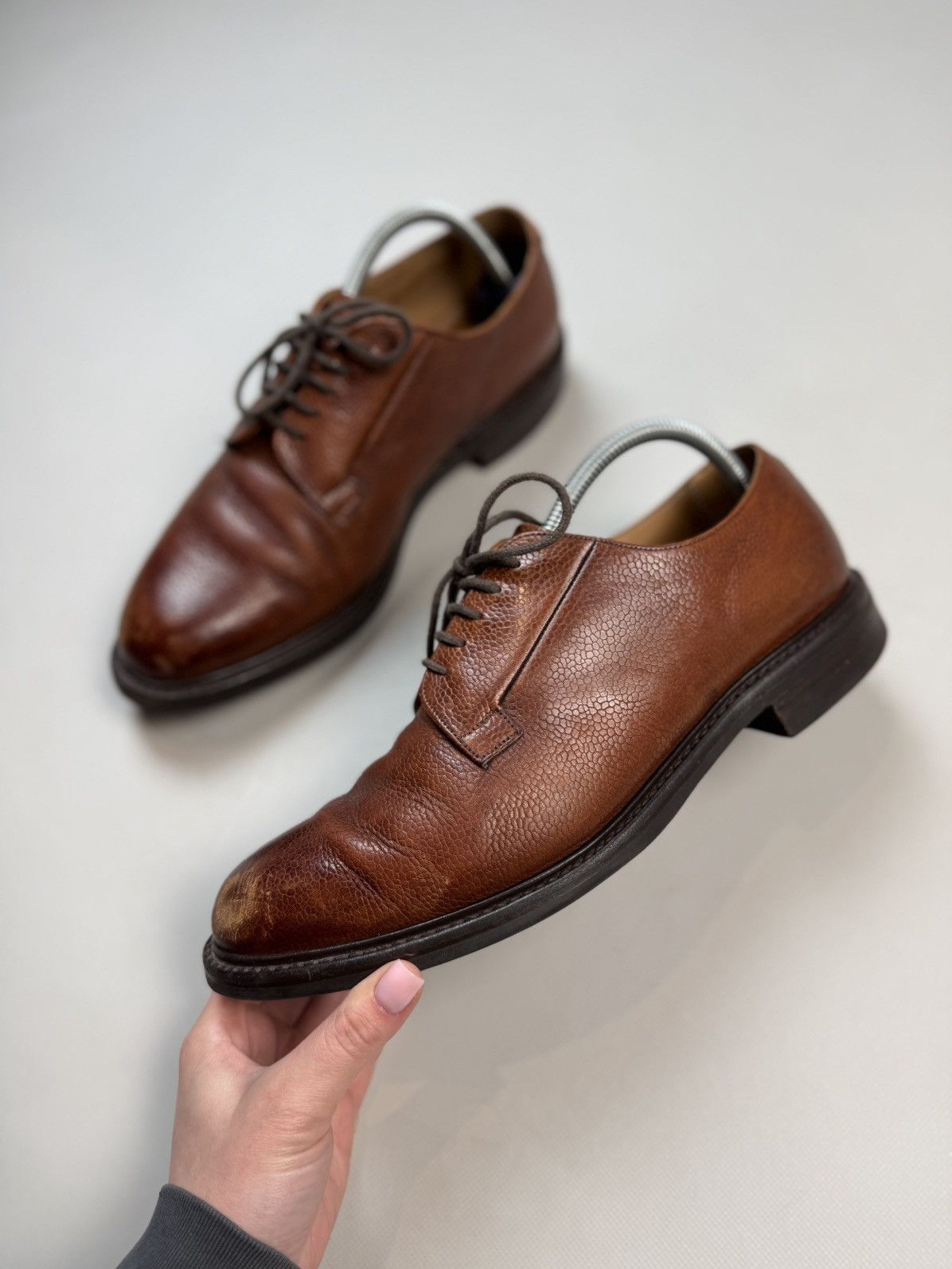 Other Joseph Cheaney Deal Mahogany Grain Leather Derby Shoes Size US 11 / EU 44 - 12 Thumbnail