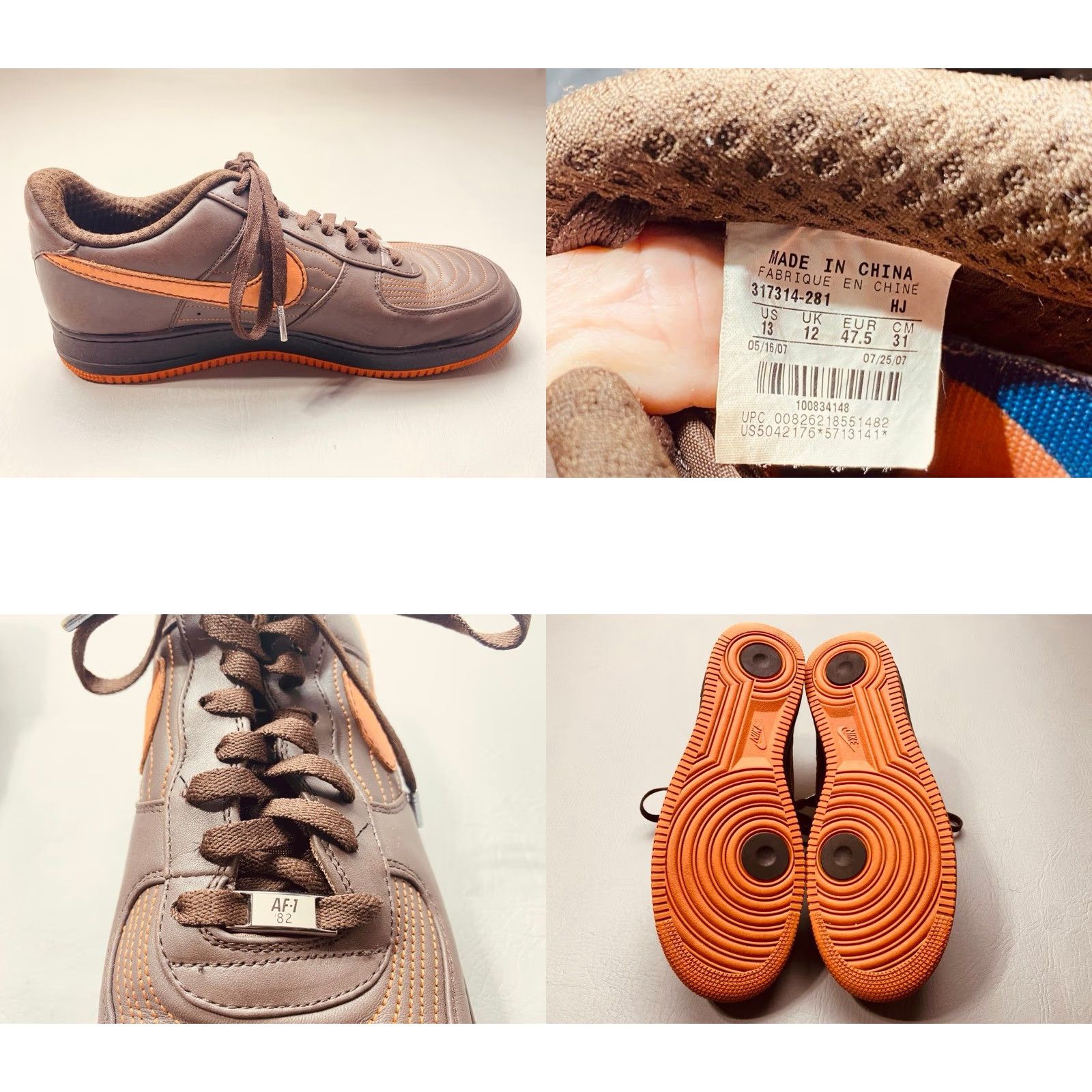Nike VINTAGE Nike Air Force 1 Low Premium Barkley Pack Auburn 317314-281 Mens 13 Brown 1415 Size US 13 / EU 46 - 8 Thumbnail
