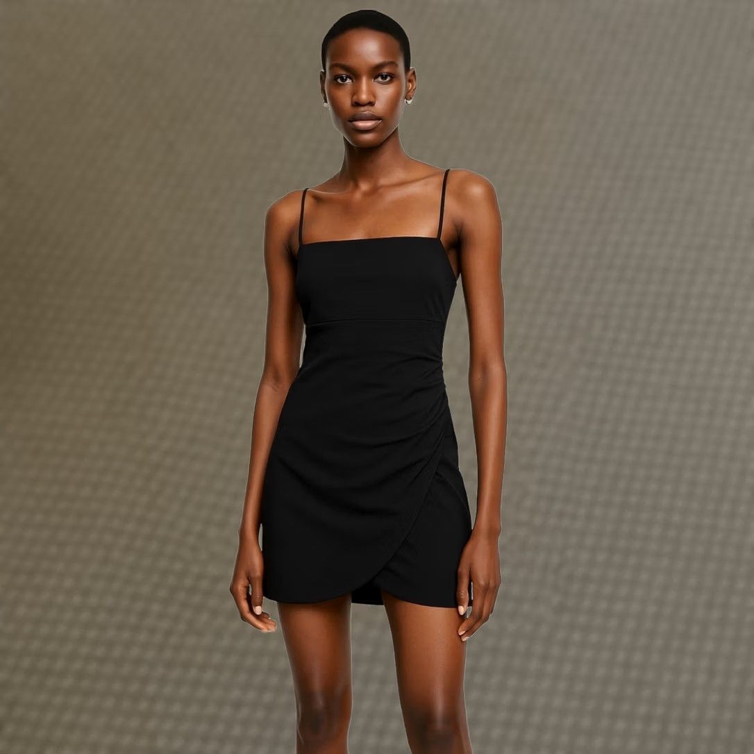 zara black embroidered mini dress Zara Beaded Sz S Sleeveless LifestyleEvening Girl Black Dress Bath Size:21.5 35/36 Mini dress with a