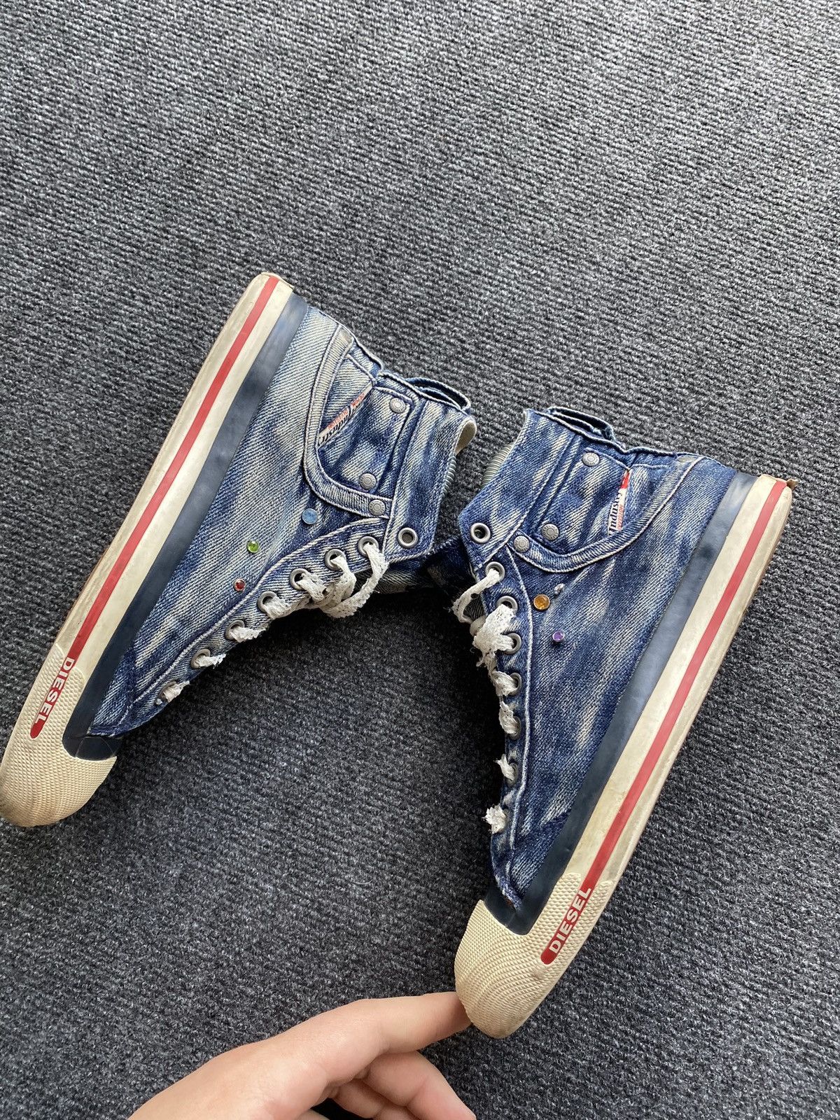 Diesel 🔥Diesel Opium Punk Denim sneakers 7.5 rare alt goth emo Size US 7.5 / IT 37.5 - 7 Thumbnail