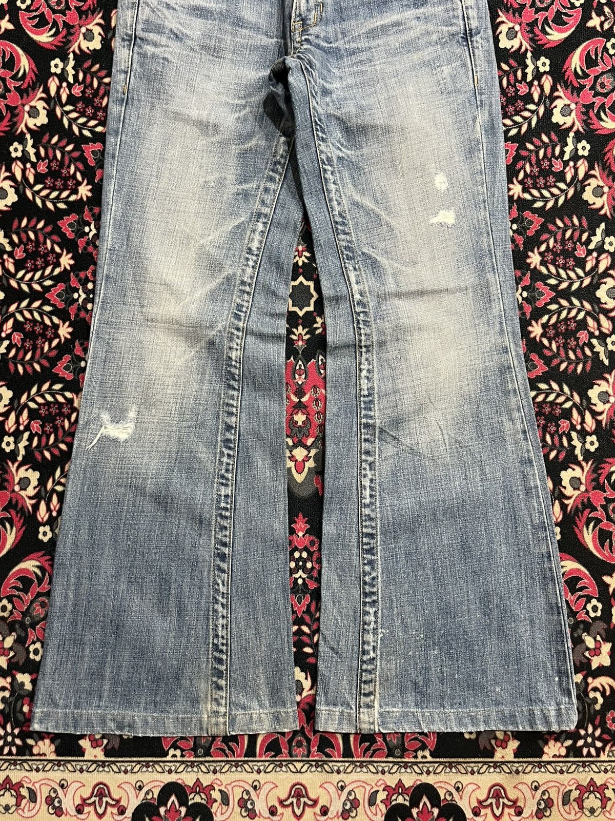 If Six Was Nine Japanese Brand Drive Jeans Blue Washed Distress Flare Dennim Size 26" / US 2 / IT 38 - 9 Thumbnail