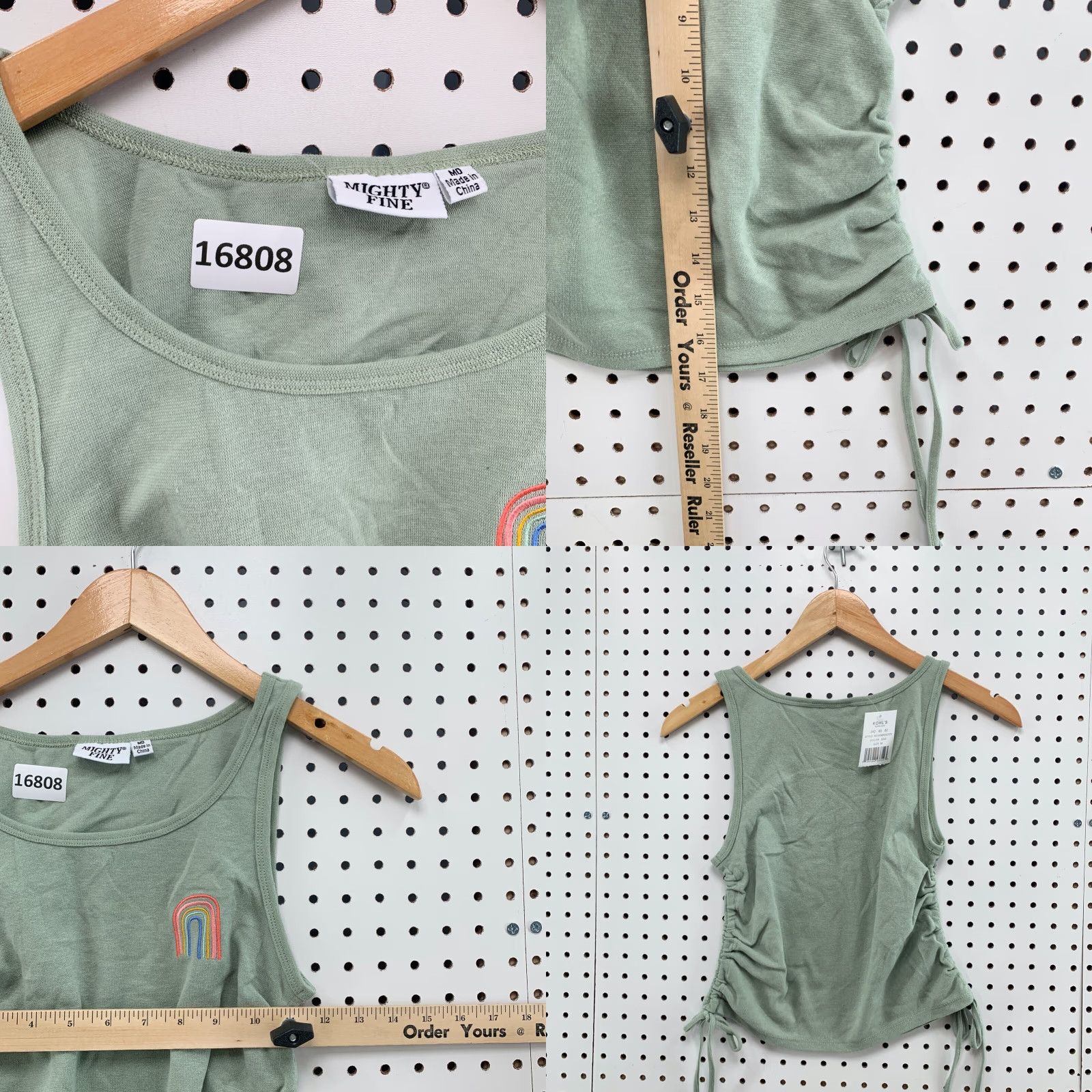 Vintage Mighty Fine Tank Top Shirt Womens Medium Green Sleeveless Rainbow Scrunch New Size M / US 6-8 / IT 42-44 - 8 Thumbnail