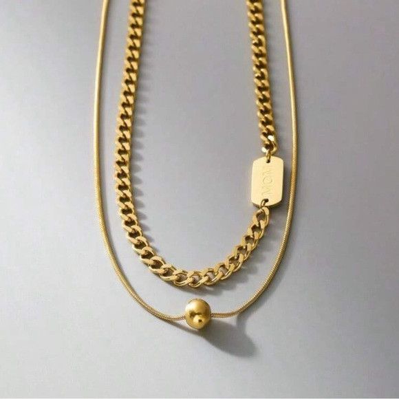 Other Women Stainless Steel Double Layer Necklace Size ONE SIZE - 3 Thumbnail