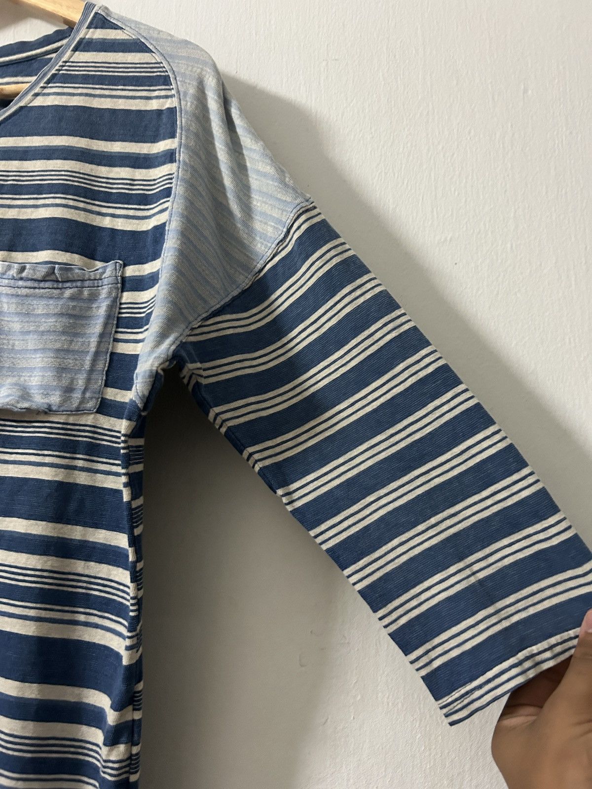 Japanese Brand Kapital 43 Indigo Stripe Longsleeve Baseball Shirt Size US M / EU 48-50 / 2 - 5 Thumbnail