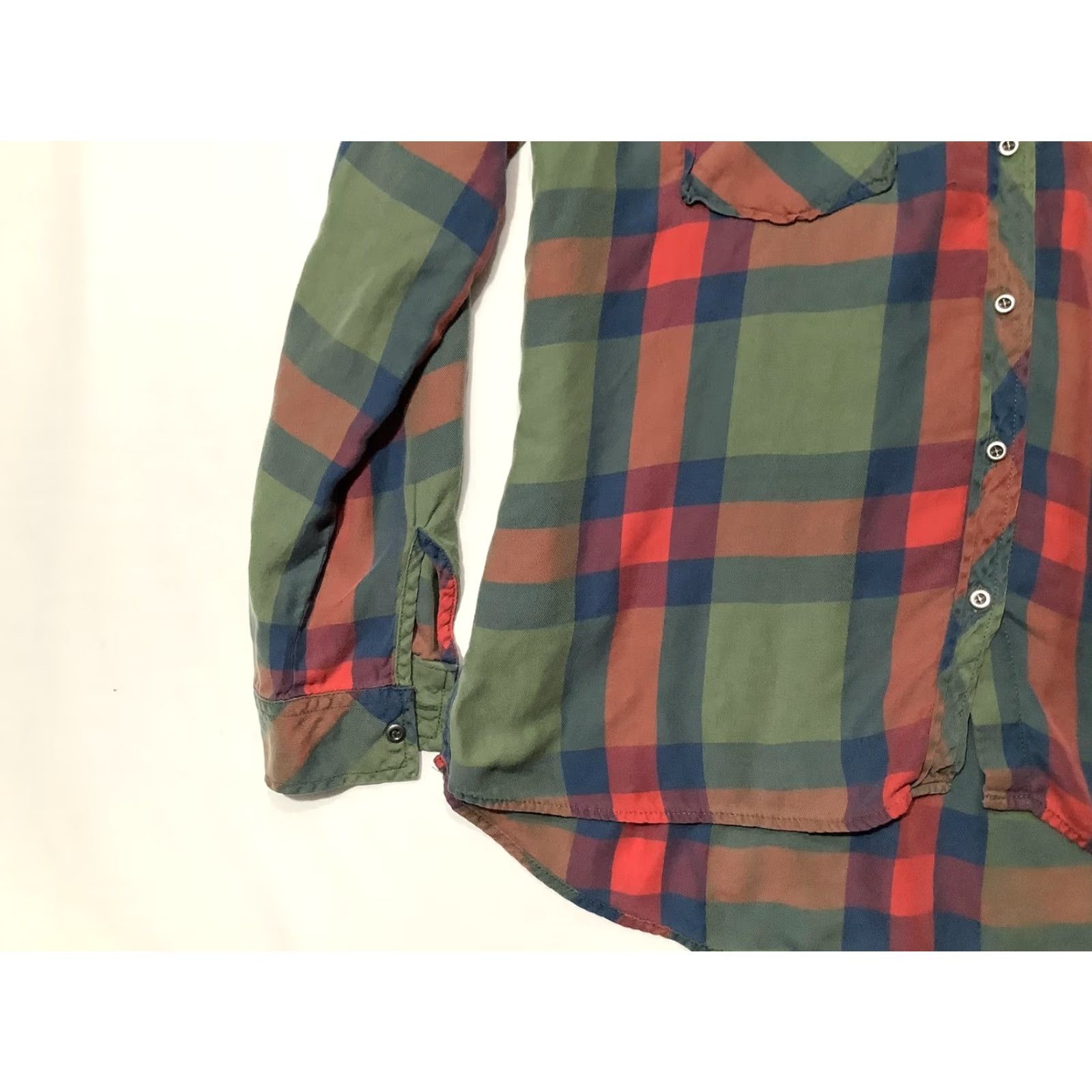 Vintage BILLY T Shirt Womens L Green Red Plaid Button Front Long Sleeve Casual Size L / US 10 / IT 46 - 4 Thumbnail
