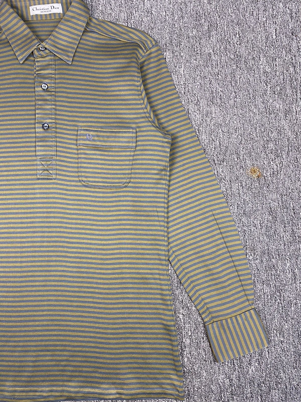 Christian Dior Monsieur × Designer × Vintage Vintage Christian Dior Monsieur Stripe Pocket Polo Size US M / EU 48-50 / 2 - 3 Thumbnail