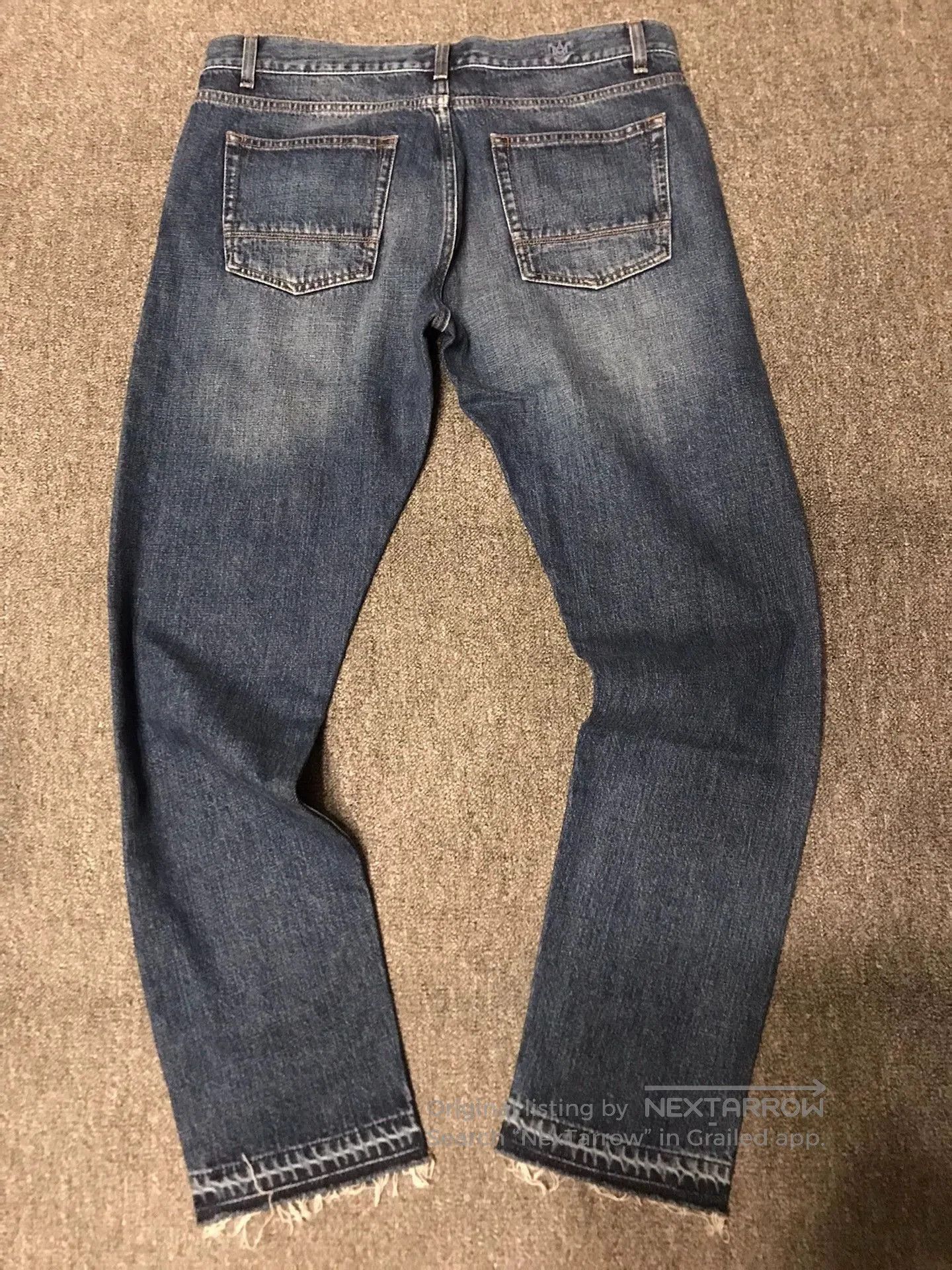 Alexander McQueen Blue Embroidered Denim Jeans with Fringe Hem. Size US 36 / EU 52 - 2 Thumbnail