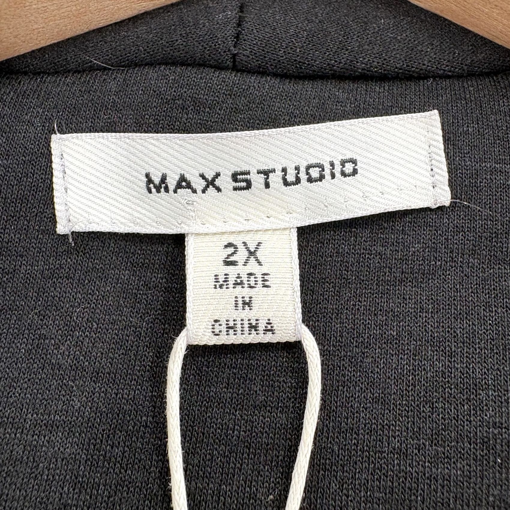 Vintage Max Studio Coatigan Jacket Womens Plus 2X Black Knit Open Front Pockets NWT Size XXL / US 16-18 / IT 52-54 - 4 Thumbnail
