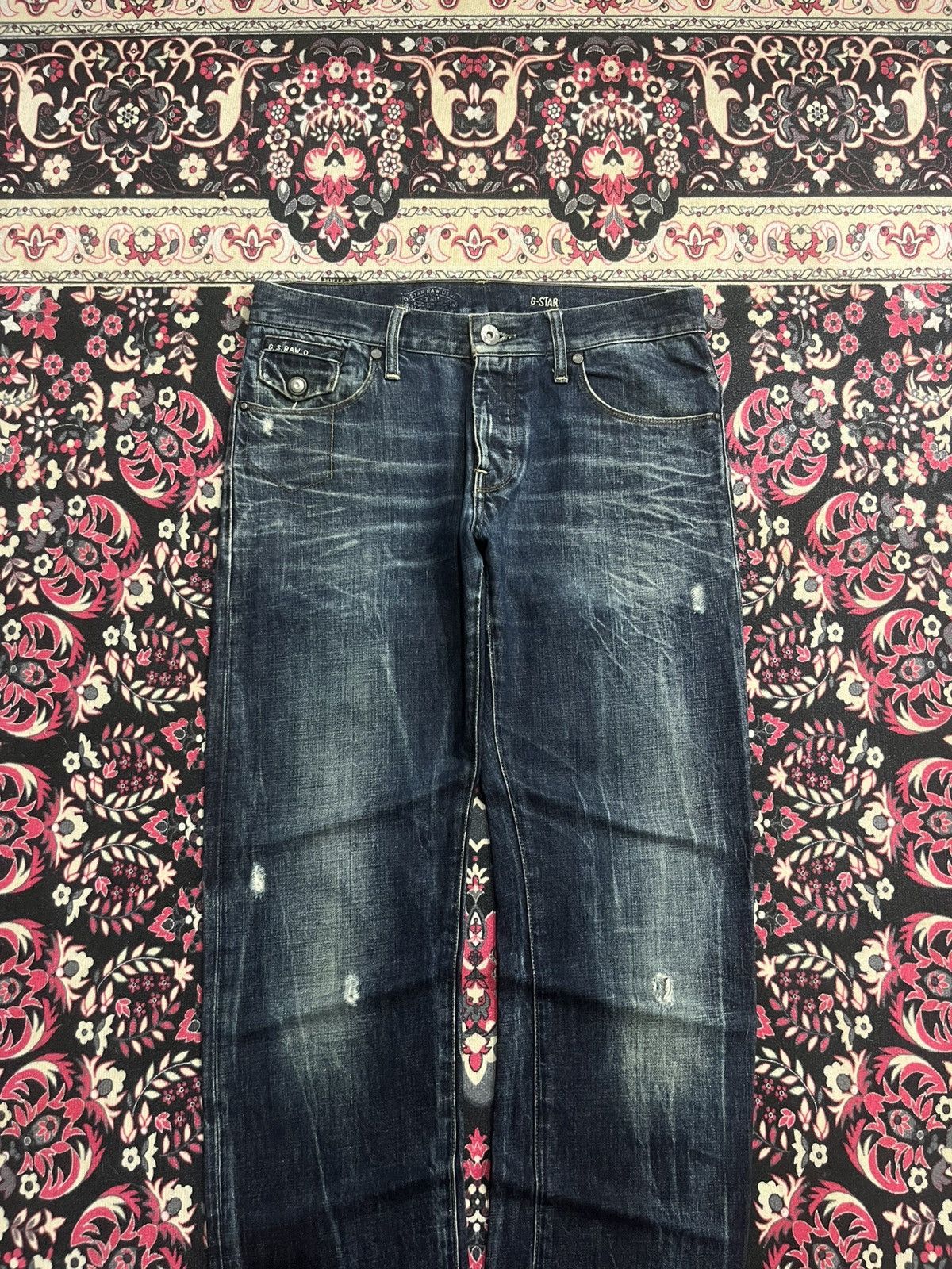 G-Star Vintage Japanese Brand G Star Dark Blue Way Whisker Jeans Size US 32 / EU 48 - 3 Thumbnail