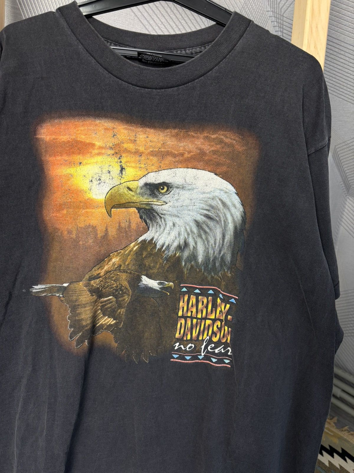 Harley Davidson Vintage Harley Davidson Eagle No Fear 92 single stitch Size US XL / EU 56 / 4 - 2 Thumbnail