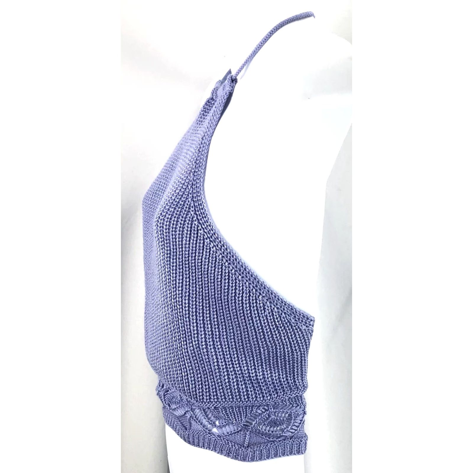 Vintage NWT Jolie & Joy Purple Cropped Crochet Halter Tank Top L Juniors 90s Fairy CottageCore Size L / US 10 / IT 46 - 2 Thumbnail