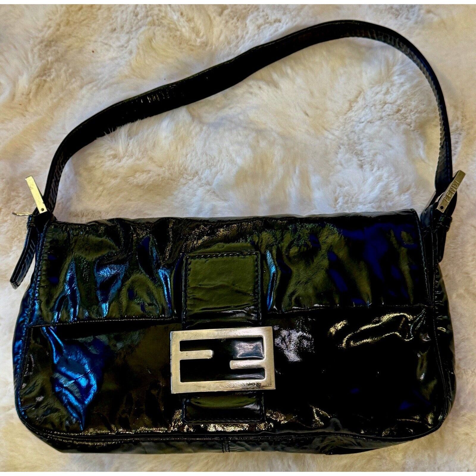 Fendi Vintage Rare Black Patent Leather FENDI BAGUETTE Handbag Size ONE SIZE - 19 Thumbnail