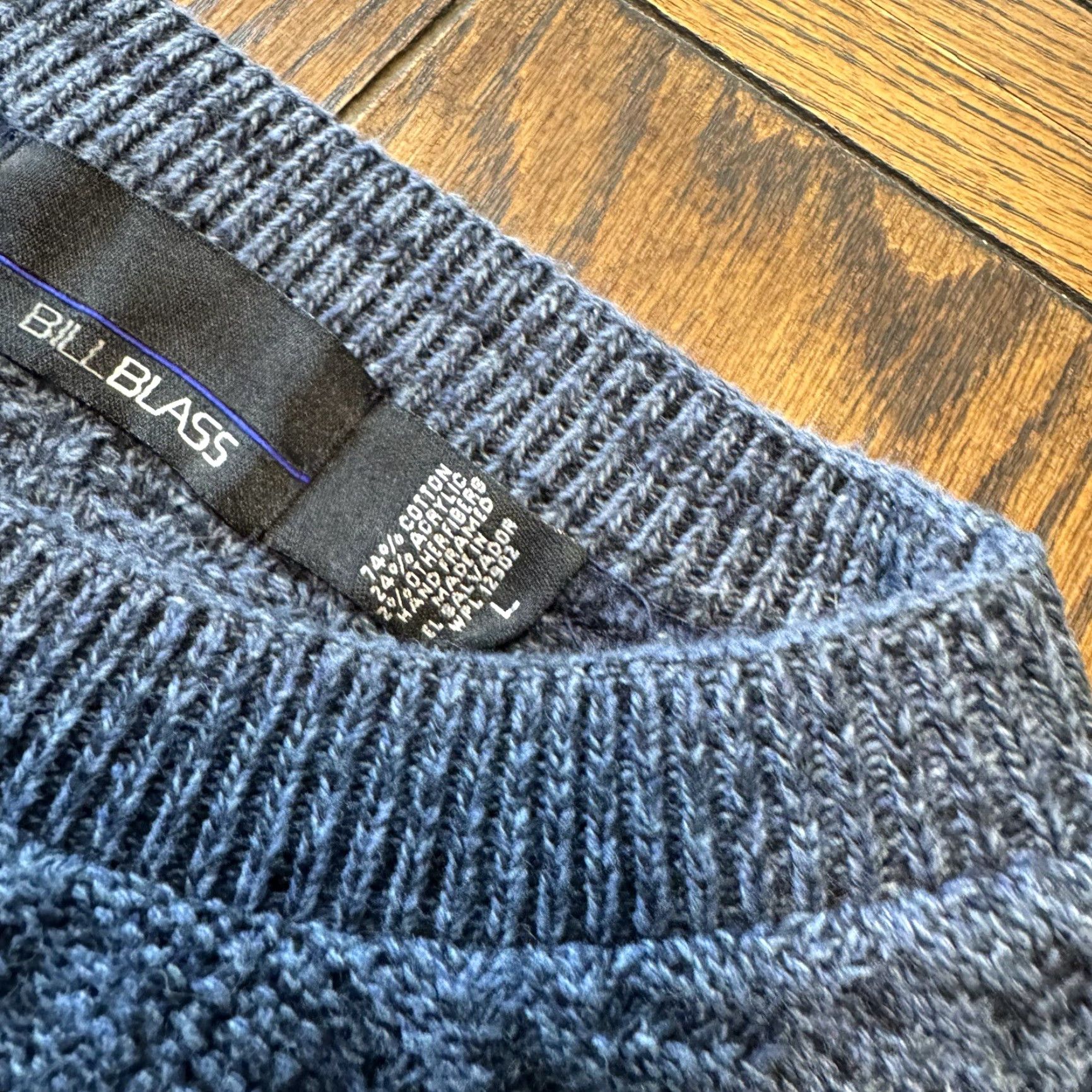 Bill Blass VINTAGE Bill Blass Sweater Large Blue Cable Knit Crew Neck Dad Grandpa Classic Mens L Blue Collection Size US L / EU 52-54 / 3 - 3 Thumbnail
