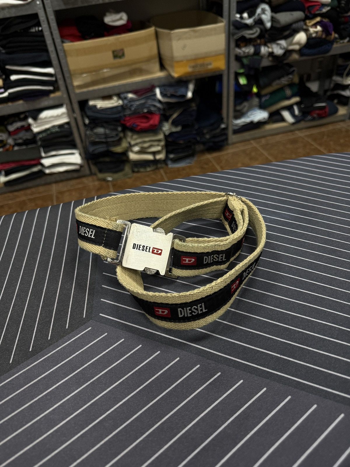 Diesel 🇺🇸 Vintage 90s Diesel Canvas Webbing Belt Seatbelt Buckle Size ONE SIZE - 1 Thumbnail