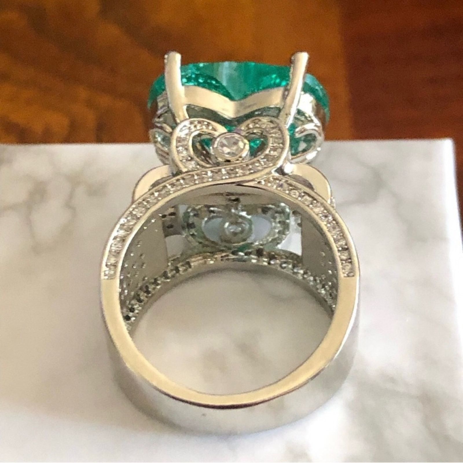 Other Ladies paraiba tourmaline emerald heart stone 925 ring 6 NIB Size ONE SIZE - 11 Thumbnail