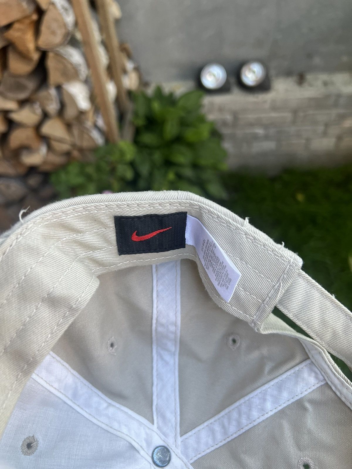 Vintage Nike Vintage Beige Center Logo Hat Cap Size ONE SIZE - 3 Thumbnail