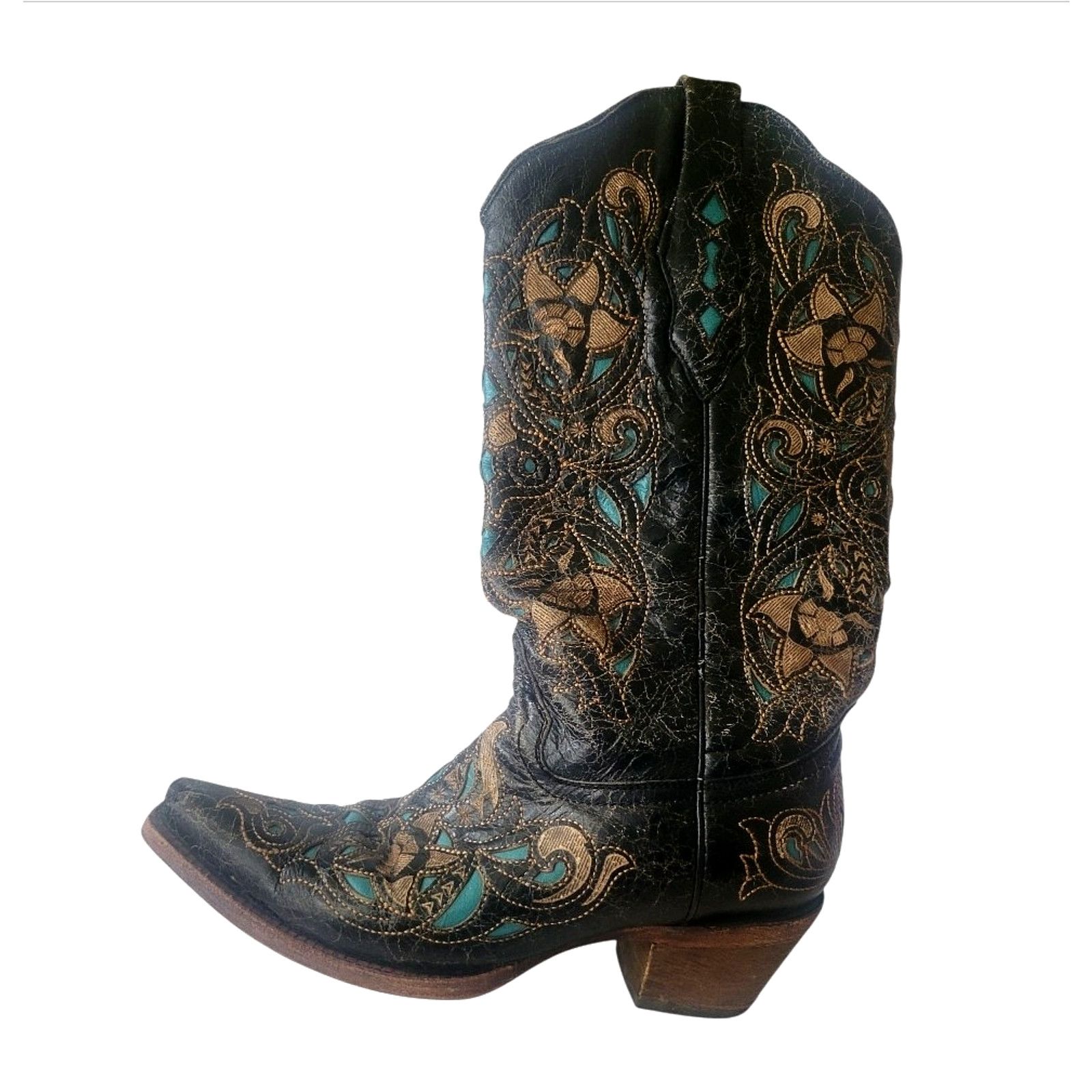 Corral CORRAL WESTERN BOOTS Black Leather Stitching Woman Size 8.5M Size US 8.5 / IT 38.5 - 2 Thumbnail