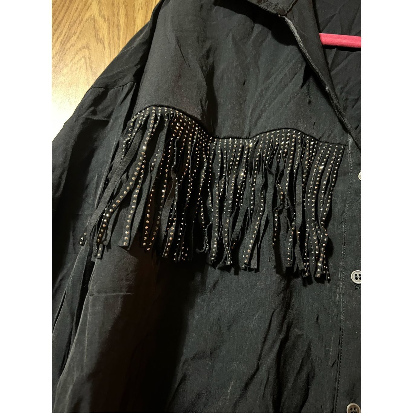 Other Woman’s Black Button Up Top With Rhinestone Fringe Woman’s S Size L / US 10 / IT 46 - 5 Thumbnail