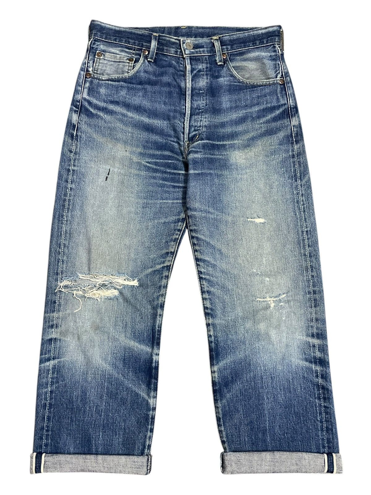 Levi's Vintage 80s Levi’s Big E Salvaged Distressed Cropped Jeans Size US 31 - 1 Thumbnail