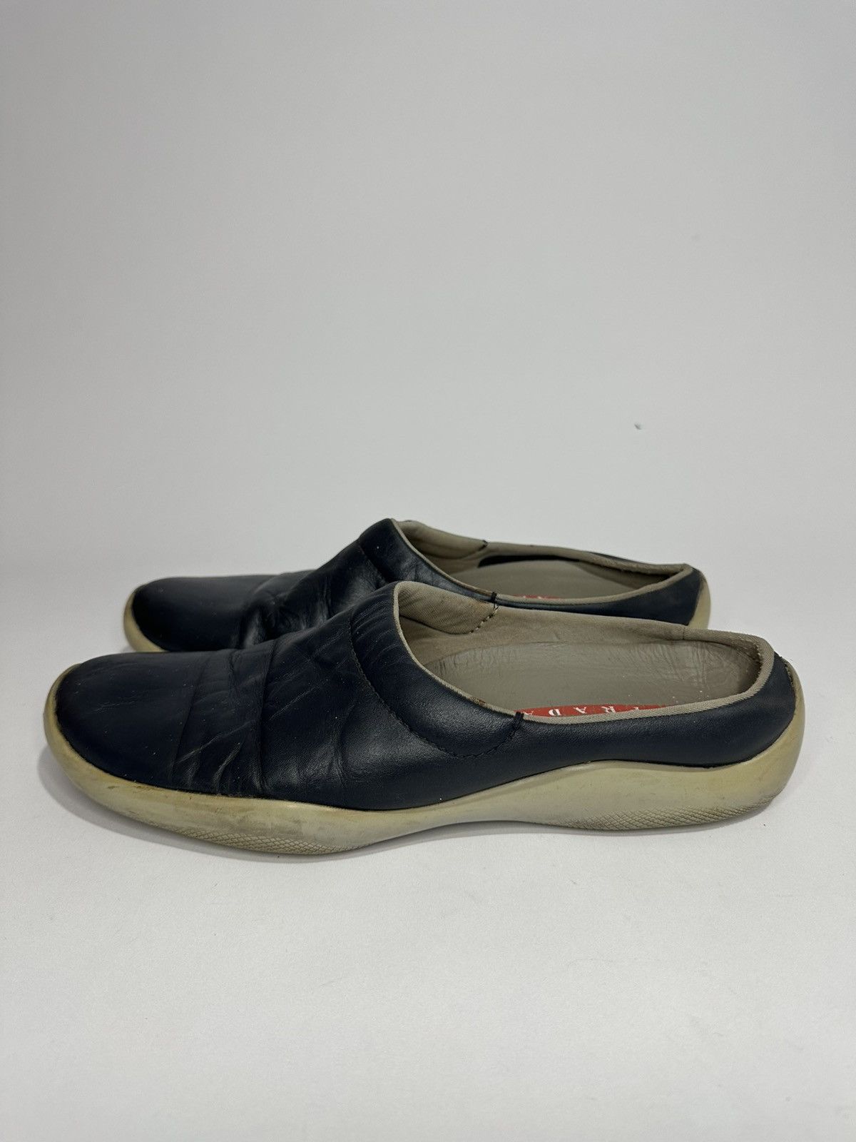 Prada Vintage 2000s Prada Blue Leather Slip-on Mules. Size US 8 / EU 41 - 3 Thumbnail