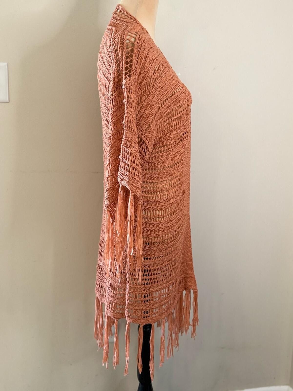 Other Umgee crochet long line fringe cardigan pinkish orange M/L Size M / US 6-8 / IT 42-44 - 2 Thumbnail