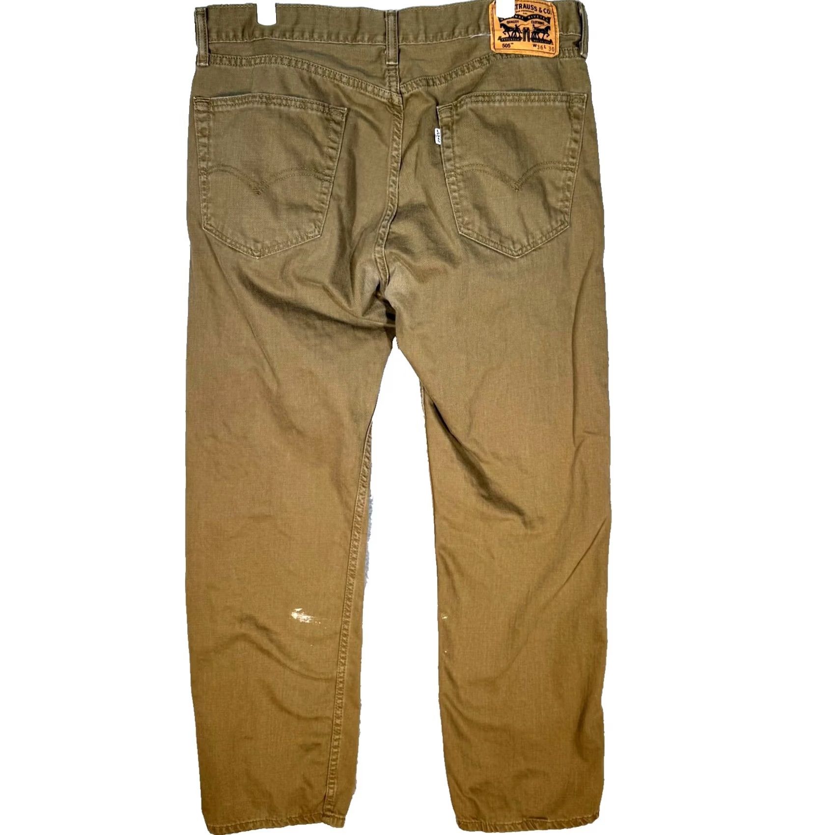 Levi's Levi’s 505 Men’s Jeans 36 x 30 Brown Regular Fit Straight Zip Fly Pants Size US 36 / EU 52 - 2 Thumbnail