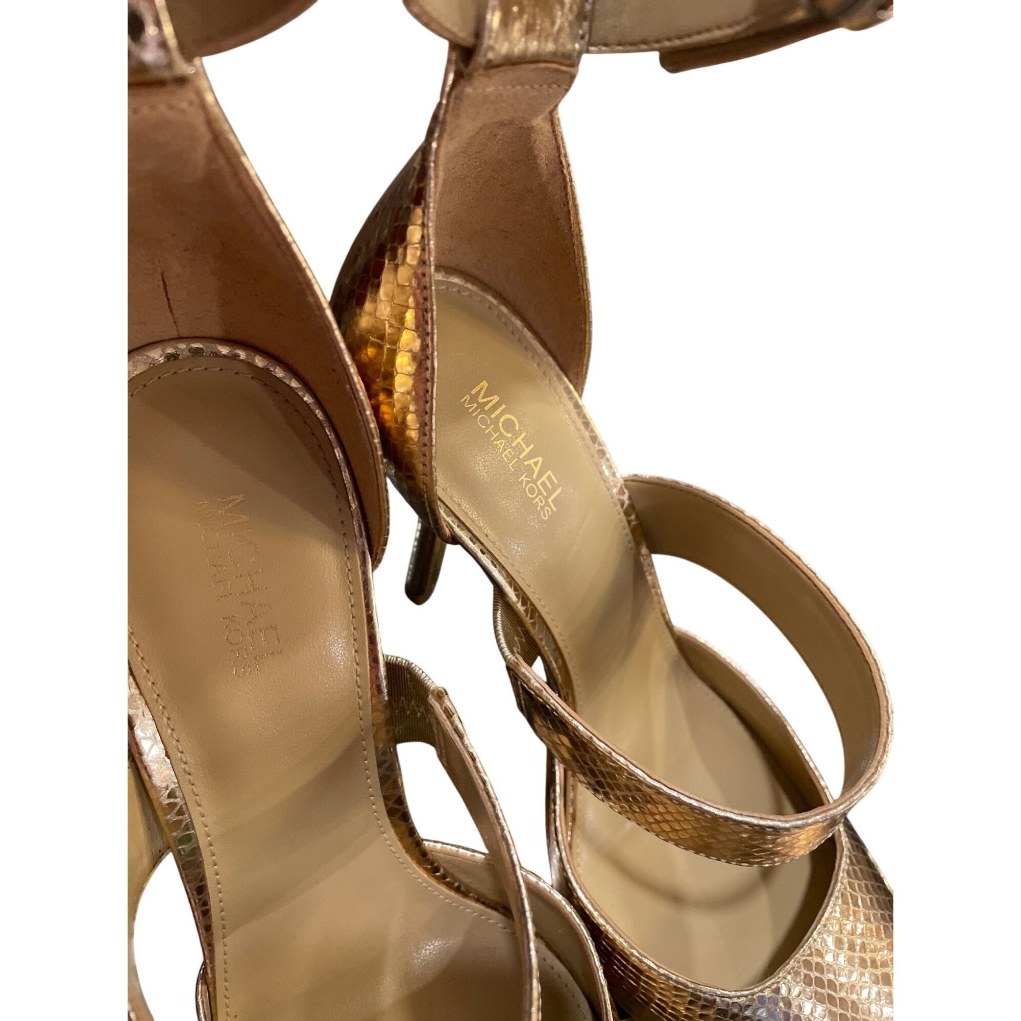 Michael Kors Michael Kors wms authentic gold croc design 4" stilleto heel Size US 8 / IT 38 - 13 Thumbnail