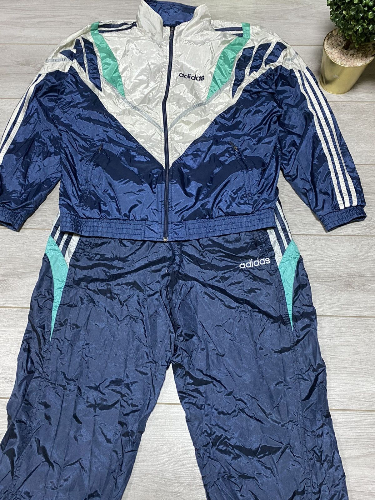 Adidas Adidas vintage track suit zip patterns 90s pants jacket Size US L / EU 52-54 / 3 - 2 Thumbnail