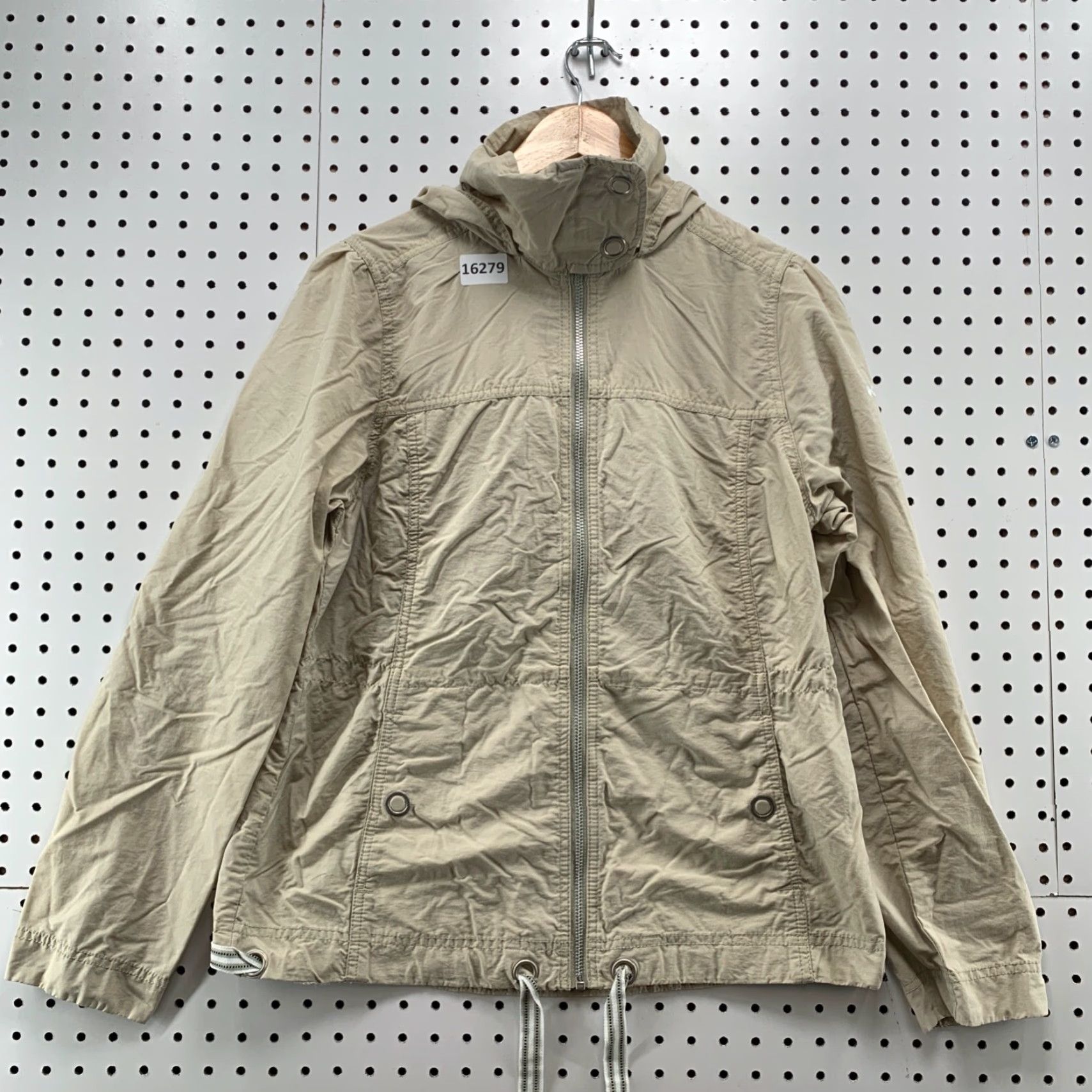 Vintage Columbia Womens Lightweight Hooded Jacket Beige Medium Full Zip Drawstring Jacket Size M / US 6-8 / IT 42-44 - 5 Thumbnail