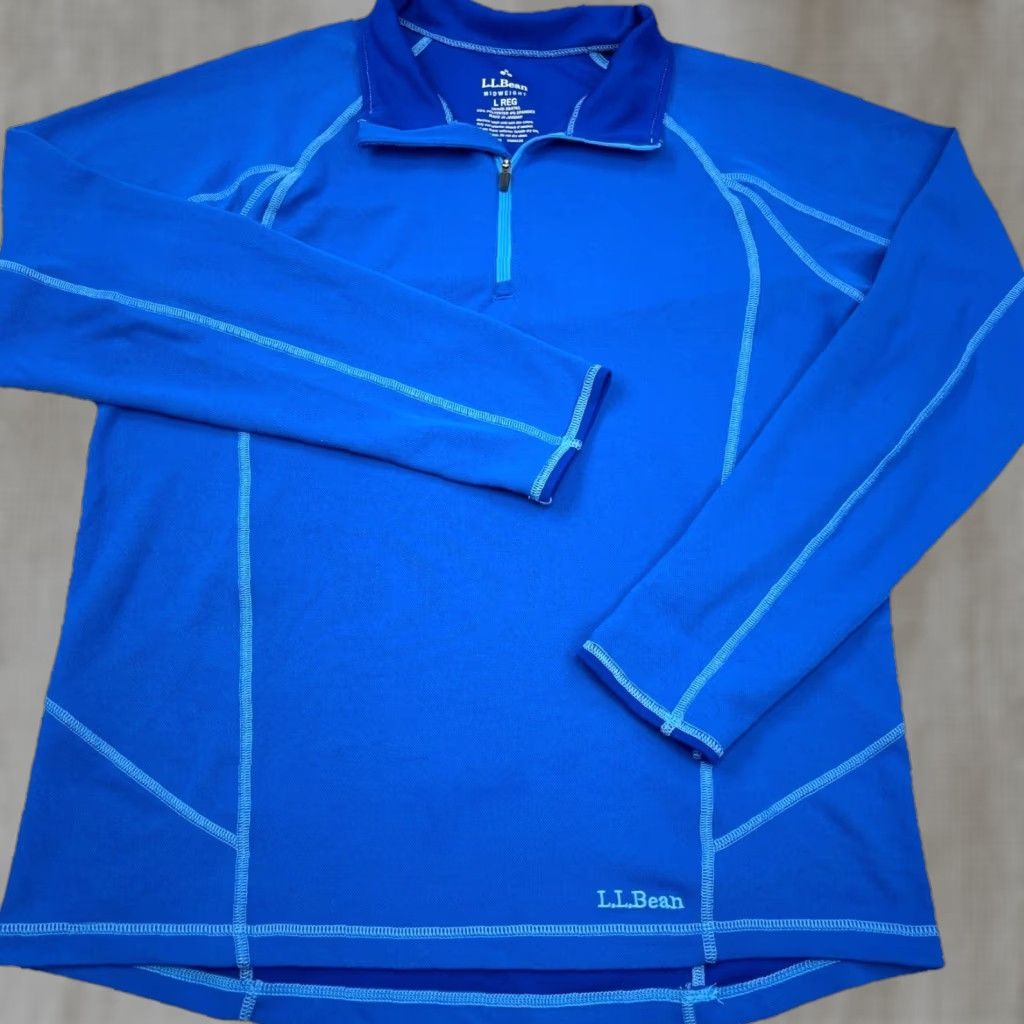 Vintage LL Bean Sweater Men Large Blue Royal Sweatshirt Pull Over Quarter Zip Base Layer Size US L / EU 52-54 / 3 - 1 Thumbnail