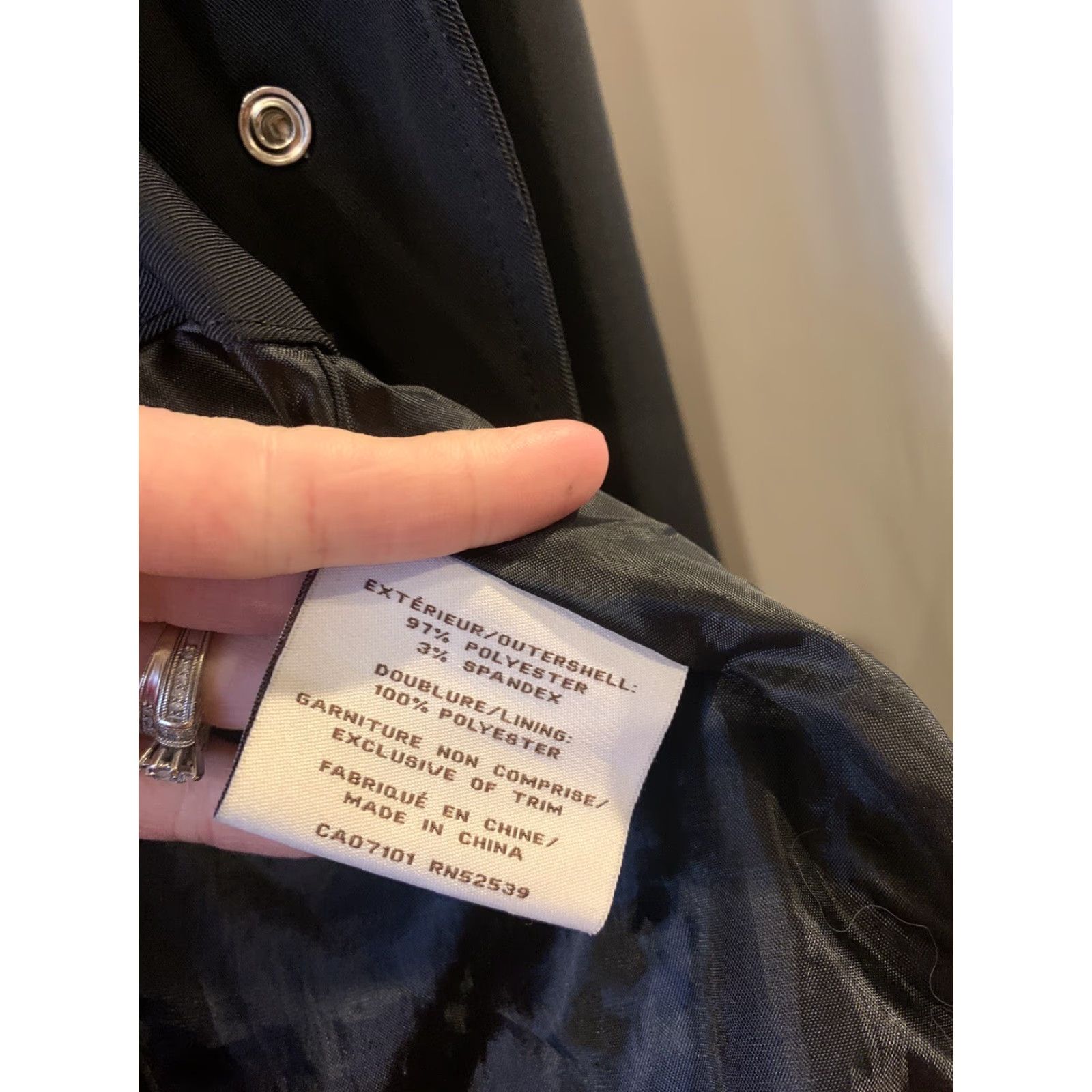 Perry Ellis Perry Ellis Trench Coat Black Size L Women's Long Sleeve Slim Polyester Jacket/Coat Size L / US 10 / IT 46 - 5 Thumbnail
