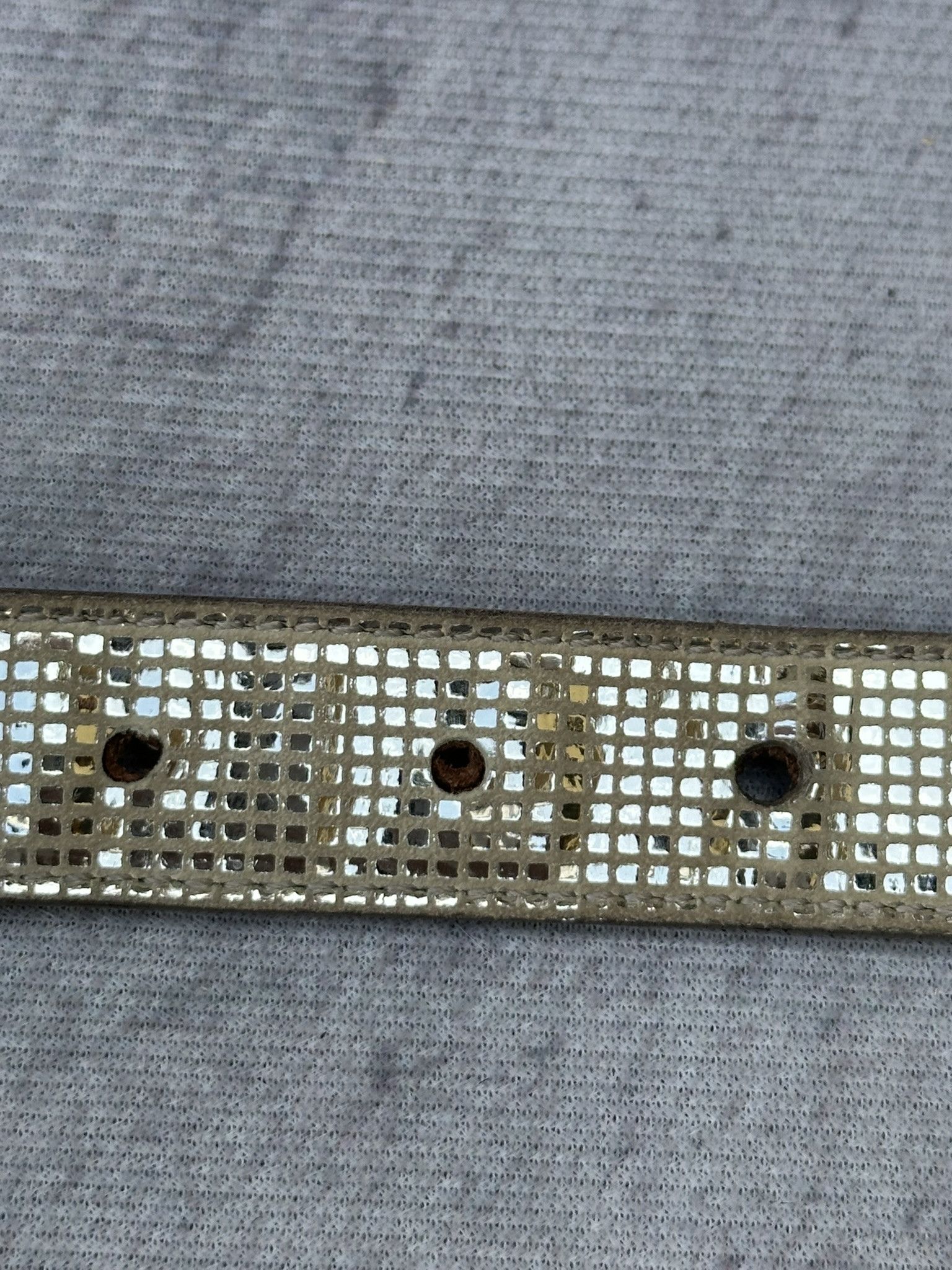 Fendi Belt Glass Buckle Shiny Reflective Champagne Gold