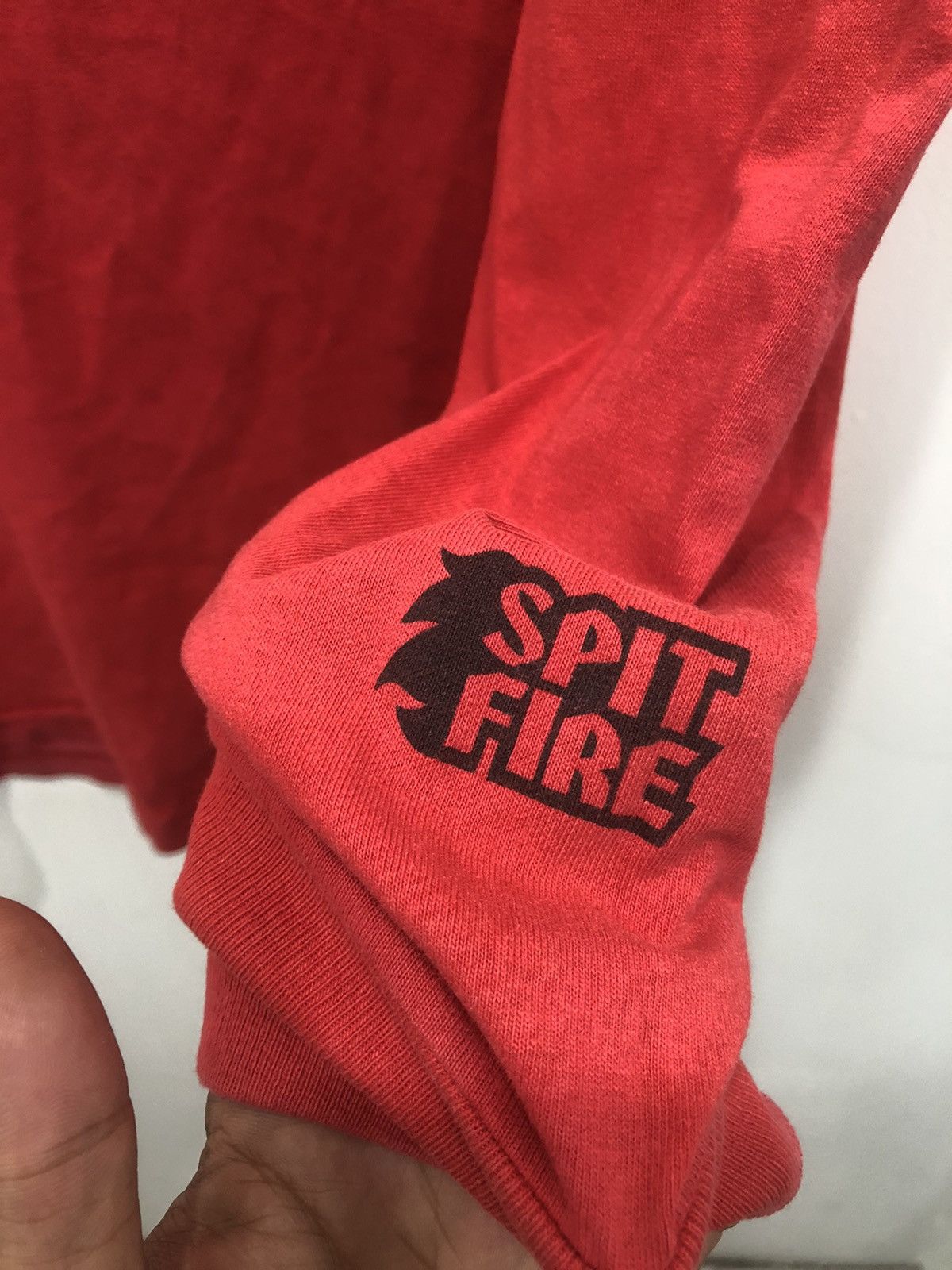 Santa Cruz Skateboards × Shorty's Skateboards × Spitfire Distressed Spit Fire Big Logo LongSleeve Tshirt Tee Size US L / EU 52-54 / 3 - 6 Thumbnail