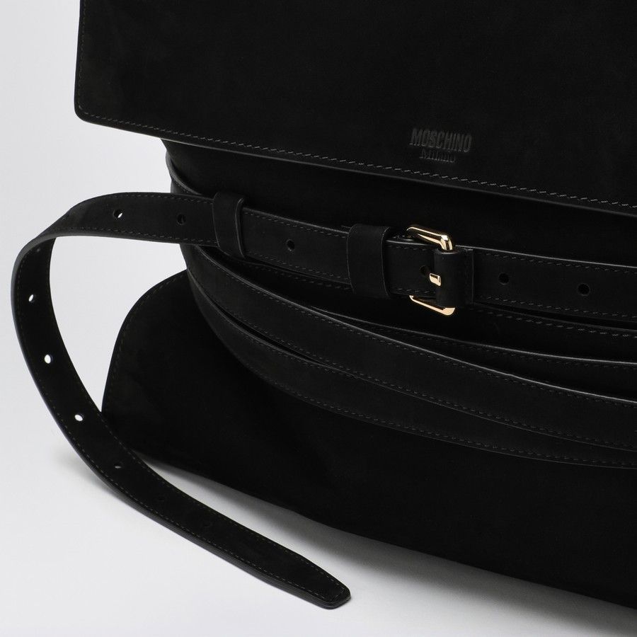 Moschino o1d2blof0924 Size: OS / Small Suede Shoulder Bag in Black Size ONE SIZE - 5 Thumbnail