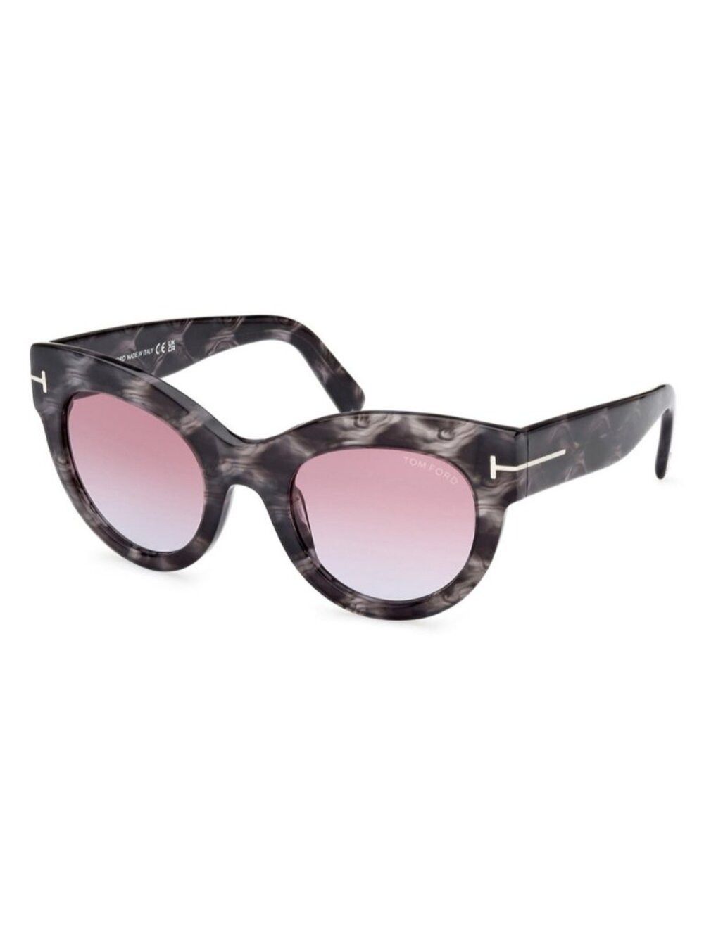 Tom Ford Marbled Gray Cat-Eye Sunglasses with Pink Gradient Lenses Size ONE SIZE - 2 Thumbnail