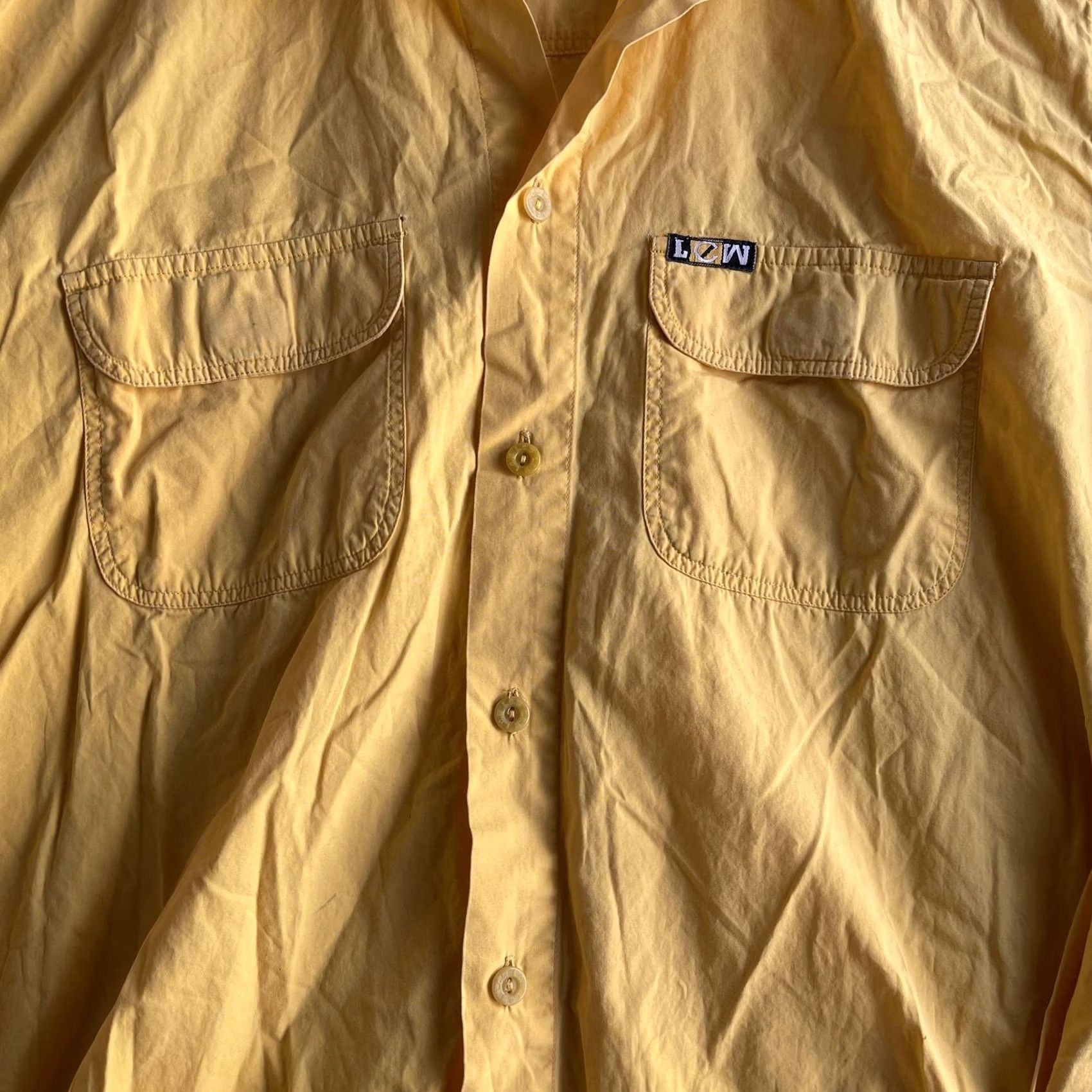 Vintage VINTAGE LCW Shirt Mens Large Yellow Solid Long Sleeve Button Up Casual Workwear Size US L / EU 52-54 / 3 - 2 Thumbnail