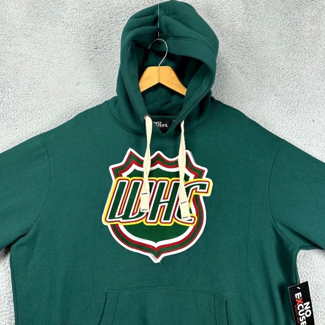 Vintage Wayne Hockey Club WHC Hoodie Sweatshirt Mens 2XL Green Drawstring No Excuses NEW Size US XXL / EU 58 / 5 - 2 Thumbnail