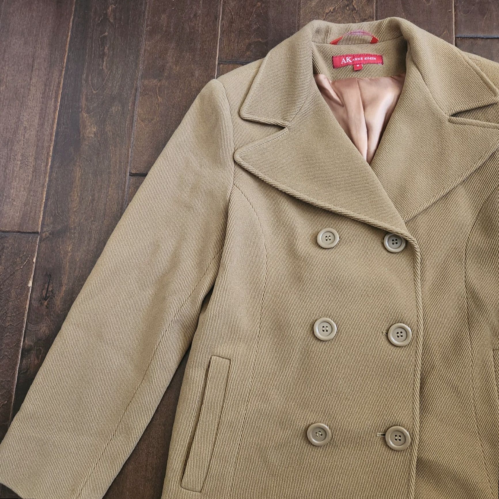 Anne Klein VINTAGE Anne Klein Womens Peacoat Tan Wool Blend Jacket Medium Double Breasted Size M / US 6-8 / IT 42-44 - 5 Thumbnail