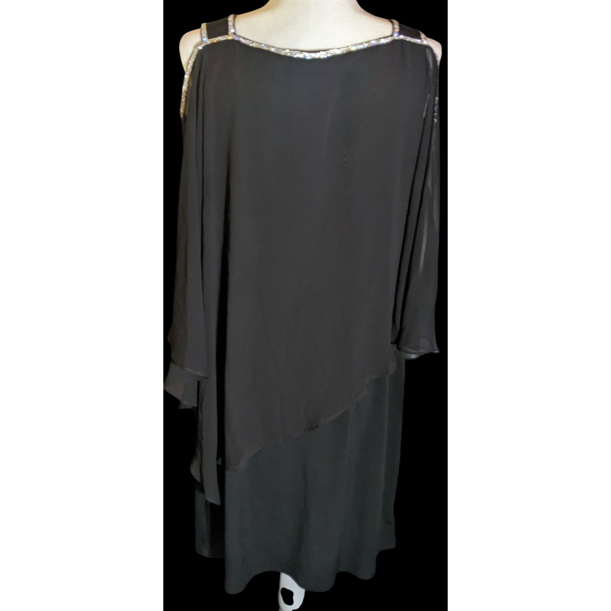 Other Vintage Glam Goth Glamour Nights Layered Chiffon Cocktail Dr Size XL / US 12-14 / IT 48-50 - 2 Thumbnail
