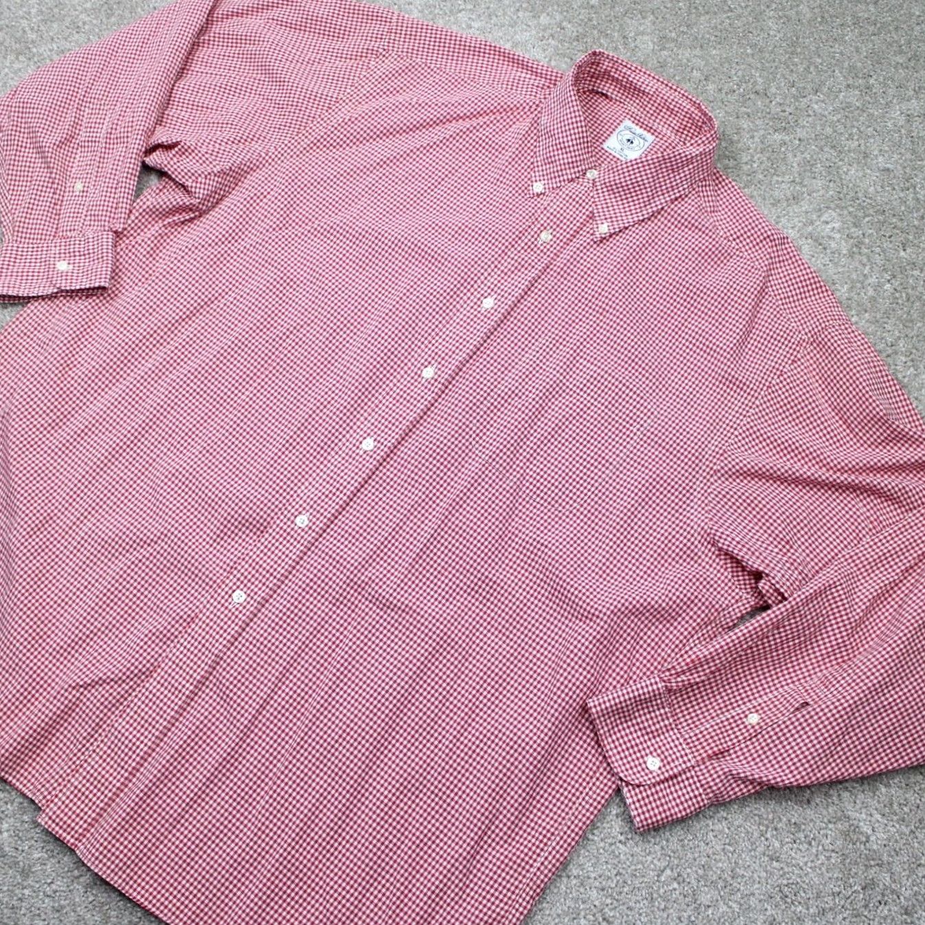Brooks Brothers Brooks Brothers Sport Shirt Mens XL Red/White Checkered Cotton L/S Button-Down Size US XL / EU 56 / 4 - 4 Thumbnail