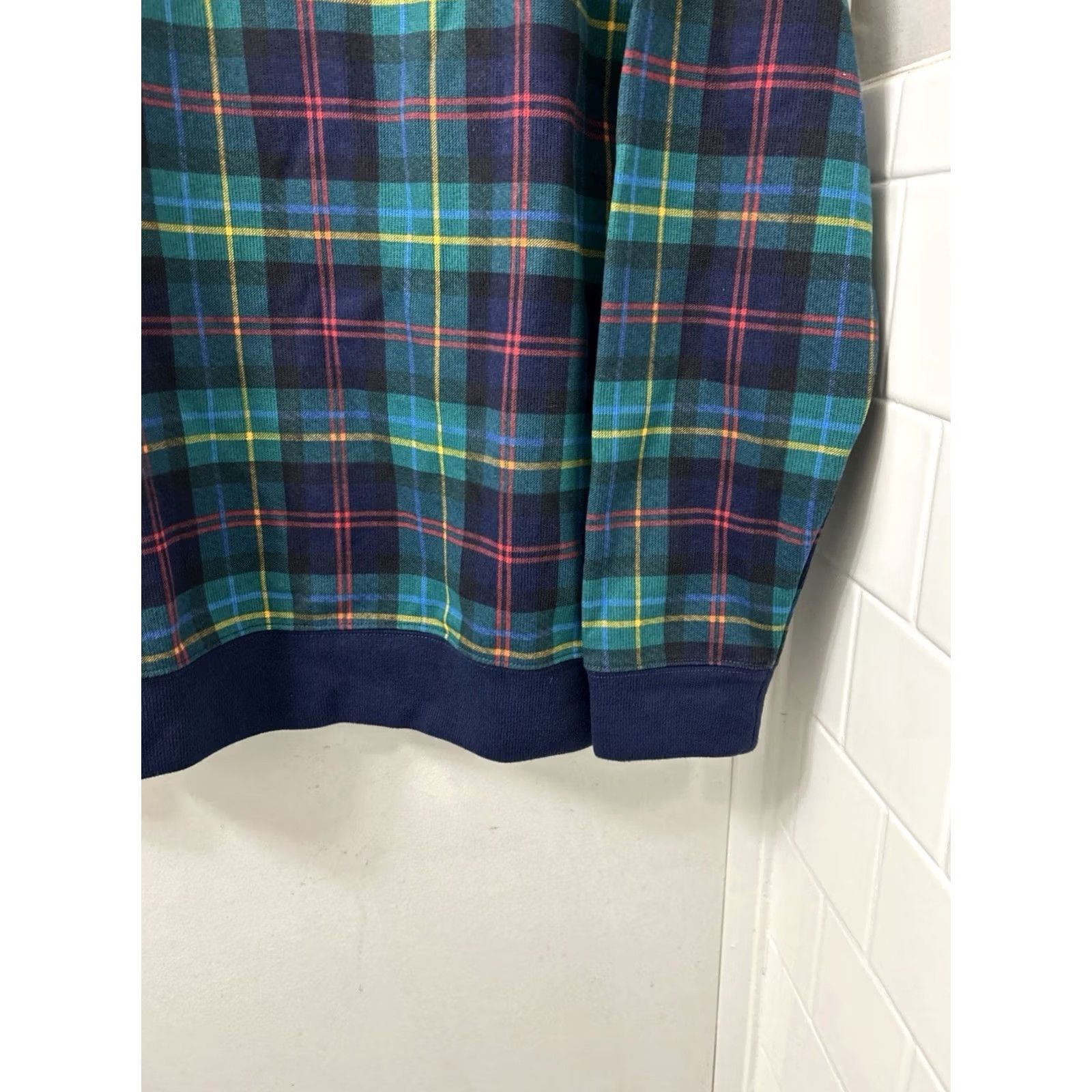Lands' End VINTAGE Lands End Quarter Zip Mens Large Black Watch Tartan Plaid Pullover Sweatshirt L/S Size US L / EU 52-54 / 3 - 5 Thumbnail