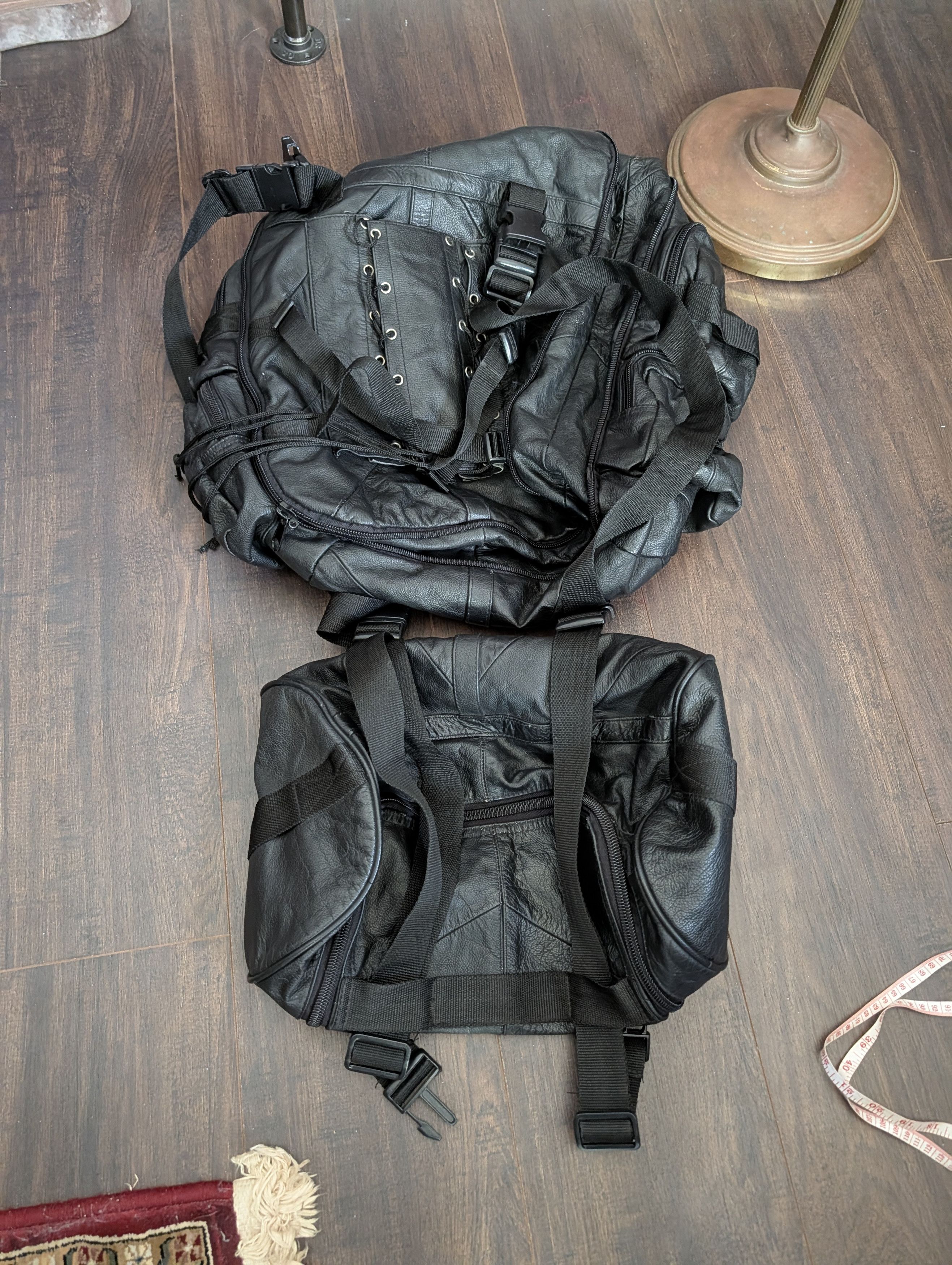 Vintage VTG leather 2-piece black biker cargo backpack Size ONE SIZE - 18 Thumbnail