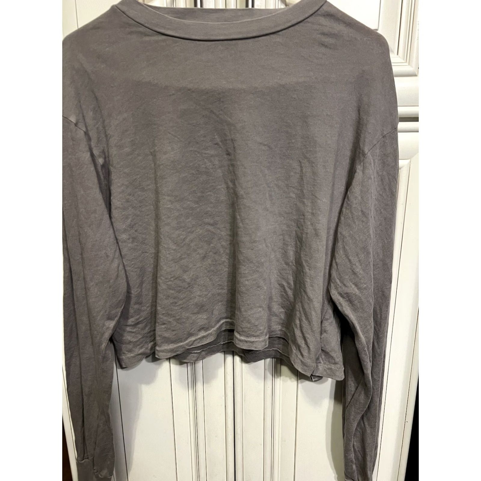 John Elliott Jersey Long Sleeve Cropped Tee Oak L JOHN ELLIOTT Womens Size L / US 10 / IT 46 - 2 Thumbnail