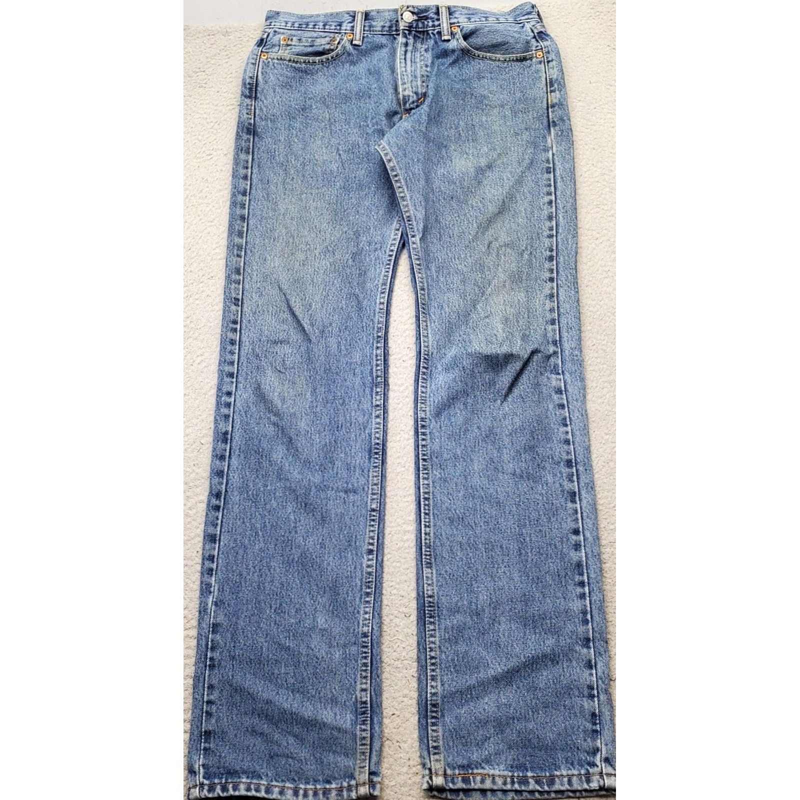 Levi's Levi's 505 Jeans Mens 33x36 Blue Denim 5-Pocket Streetwear Straight Leg Red Tab Shirt Mens Size 33 Blue Jeans Size US 33 - 2 Thumbnail