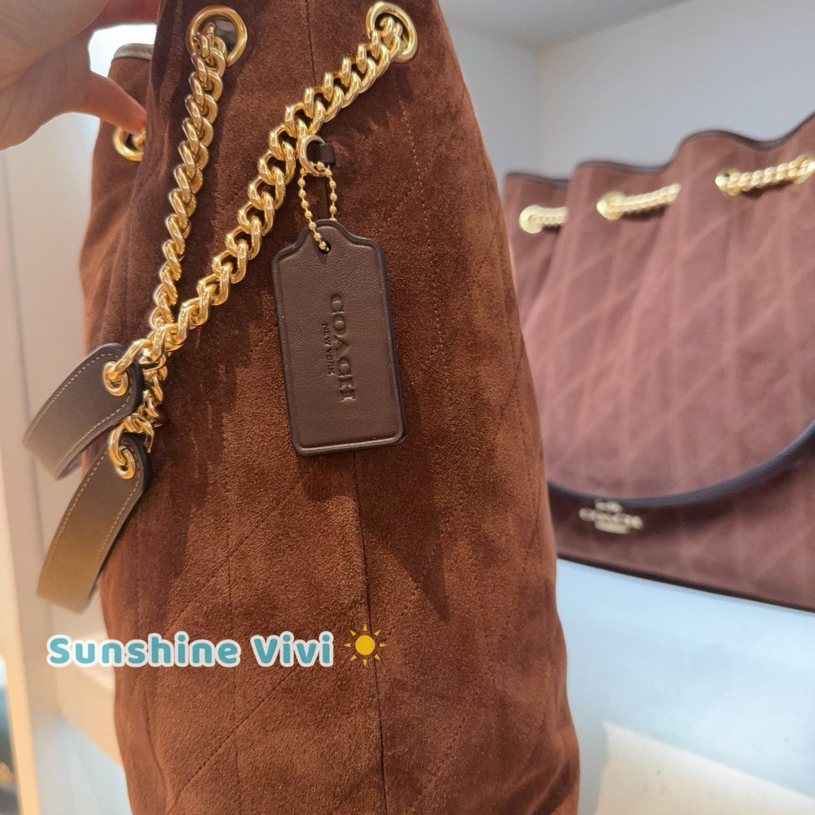 Coach NWT Coach Evelyn Large Bag CCZ83 Suede Vintage Brown Size ONE SIZE - 2 Thumbnail