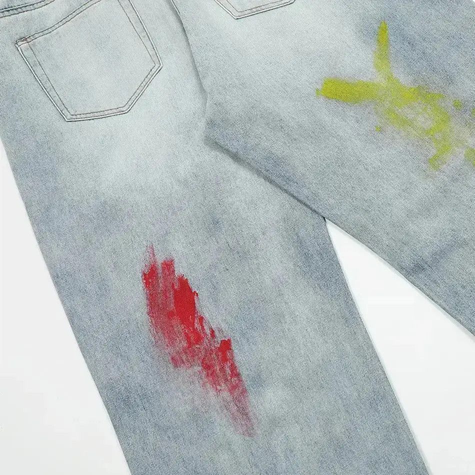 Japanese Brand Abstract Graphic Splash-ink Ripped Jeans Size US 32 / EU 48 - 6 Thumbnail