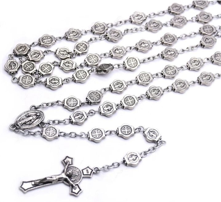 Jewelry × Other Saint Benedict Rosary Necklace Chain Catholic Church Jesus Size ONE SIZE - 4 Thumbnail