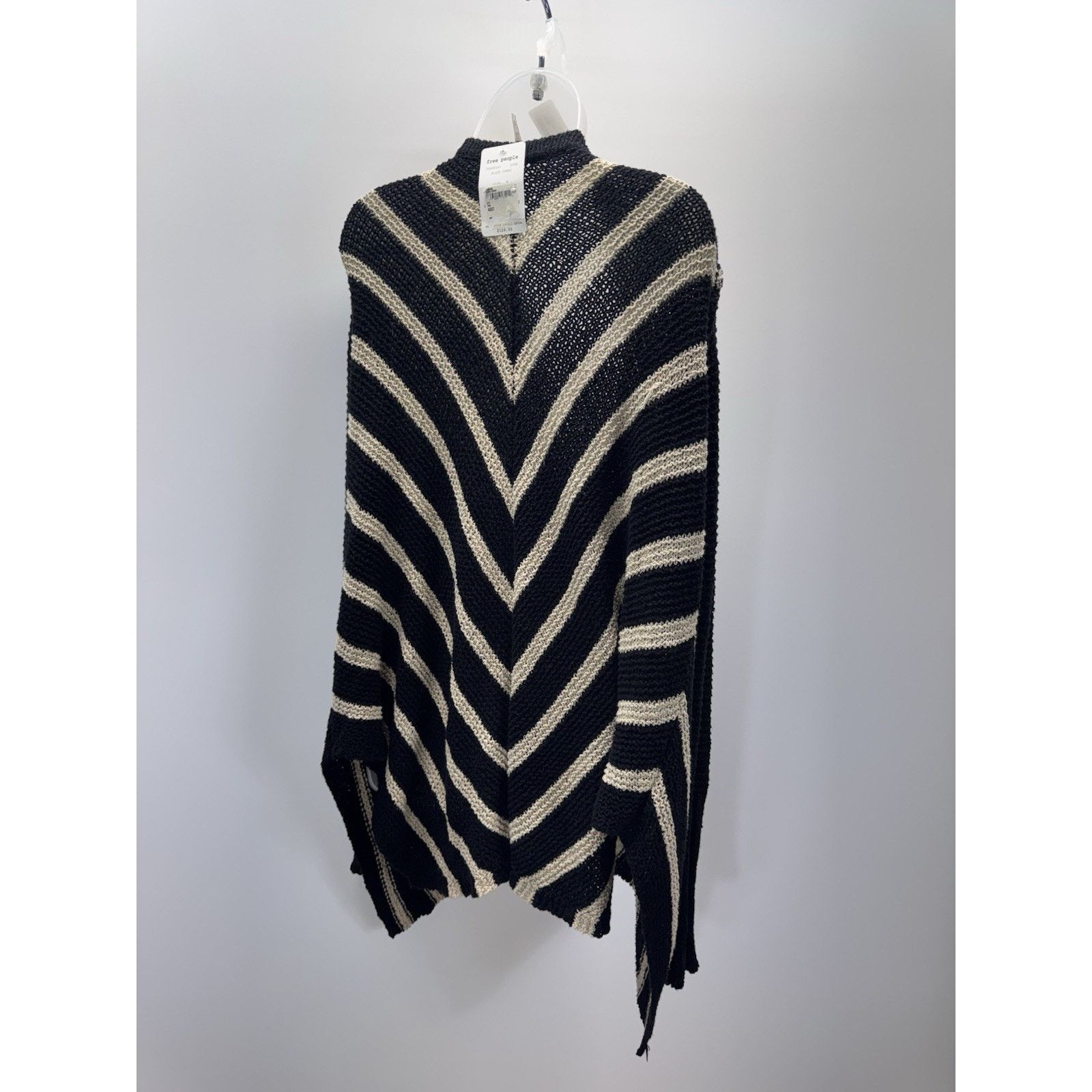 Free People Free People Black Beige Chevron Strip Cardigan Sweater Size M / US 6-8 / IT 42-44 - 3 Thumbnail