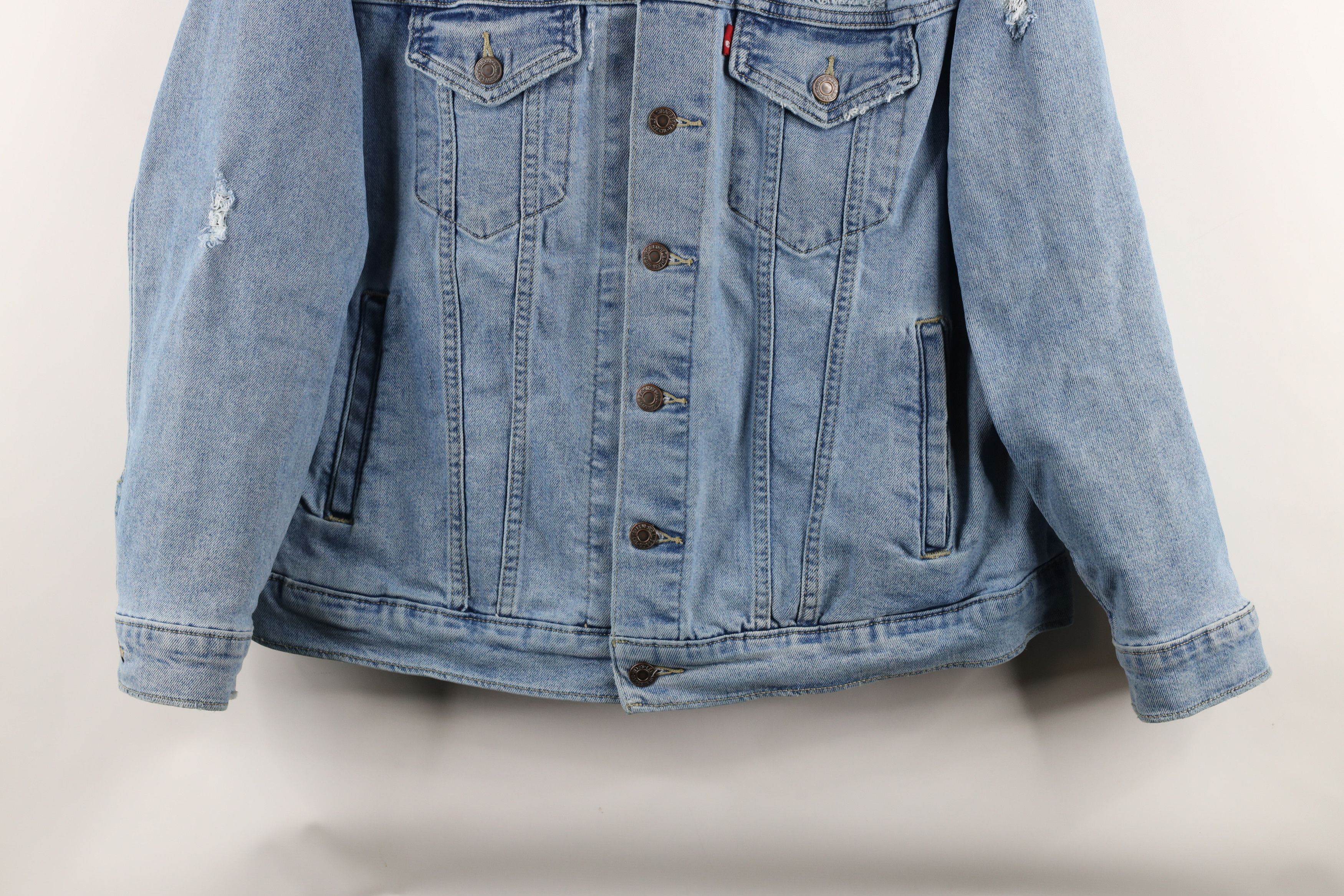 Levi's × Vintage Y2K Levis Stretch Full Button Denim Jean Trucker Jacket Size XL / US 12-14 / IT 48-50 - 3 Thumbnail